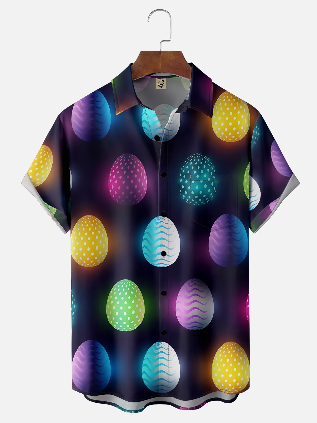 Moisture-wicking Easter Egg Chest Pocket Casual Shirt