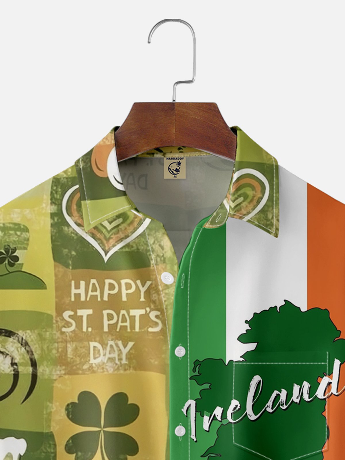 Moisture-wicking St. Patrick's Day Irish Art Chest Pocket Bowling Shirt