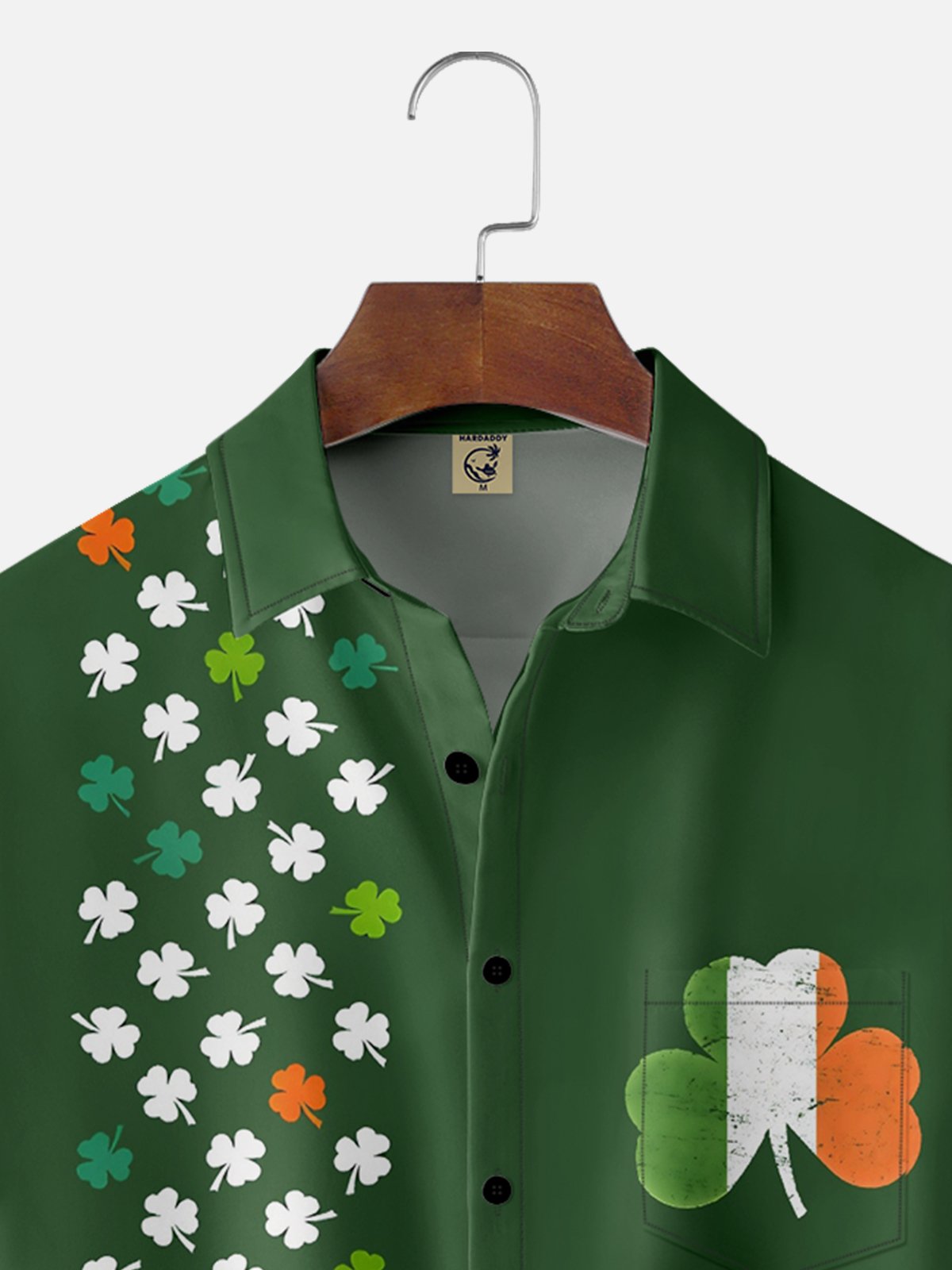 Moisture-wicking St. Patrick's Day Lucky Shamrock Irish Chest Pocket Bowling Shirt