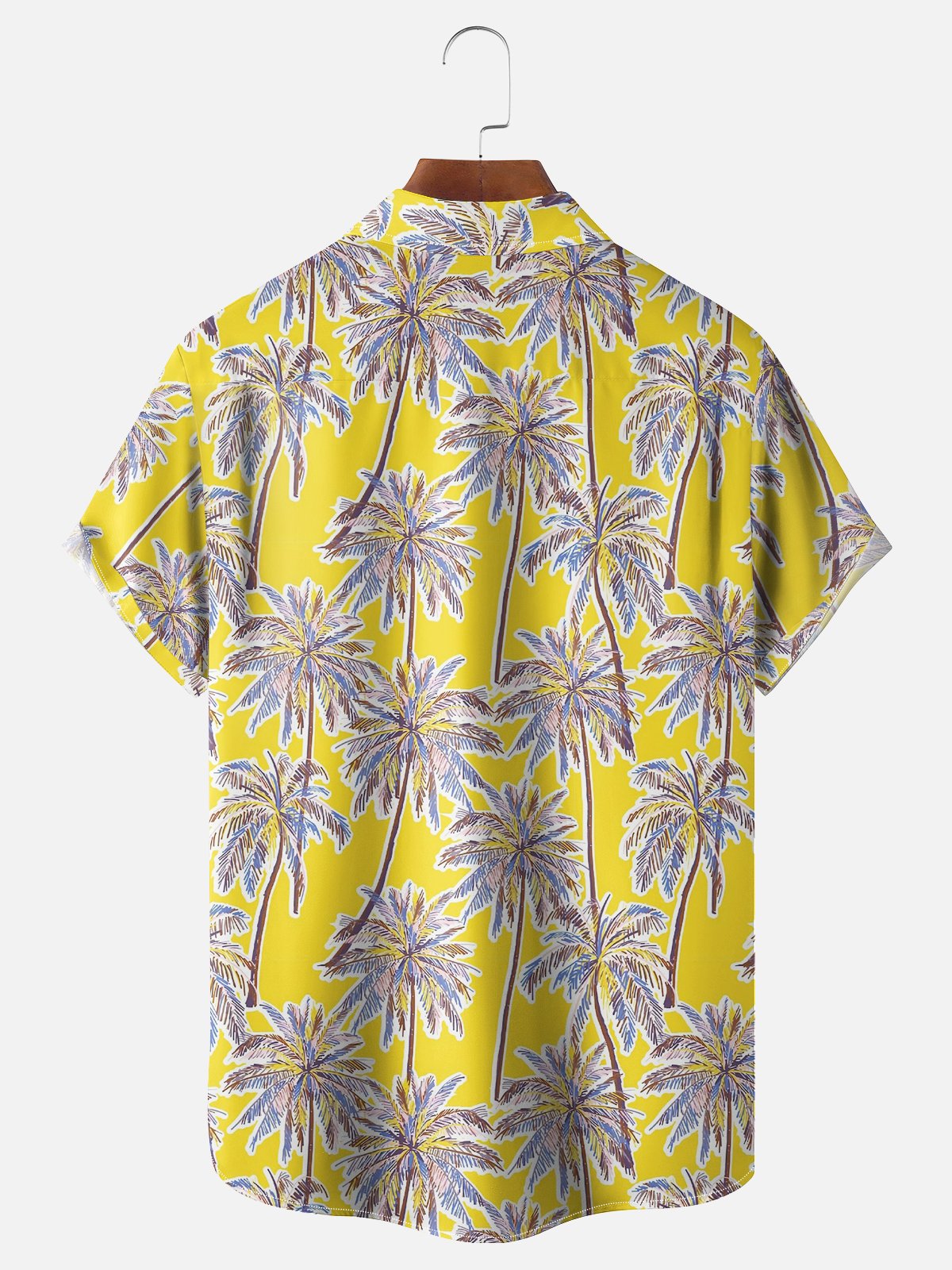 Moisture-wicking Palm Tree Chest Pocket Hawaiian Shirt