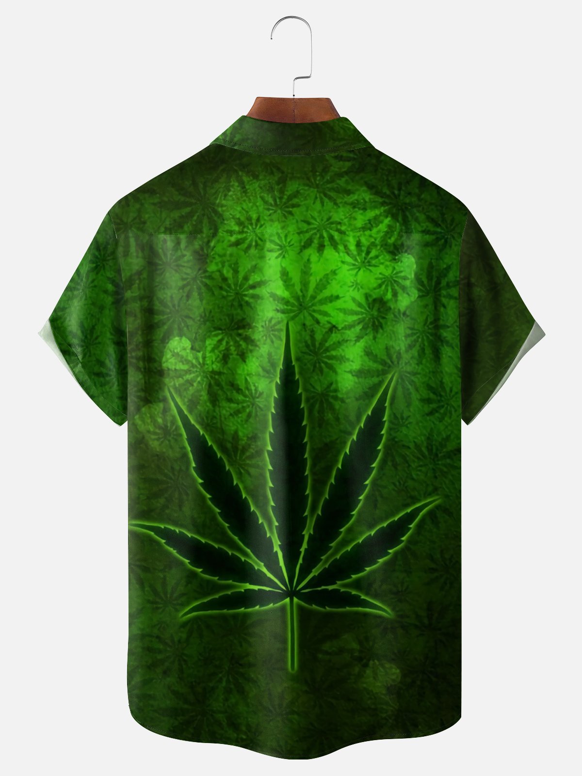 Moisture-wicking Weed Leaf Chest Pocket Hawaiian Shirt