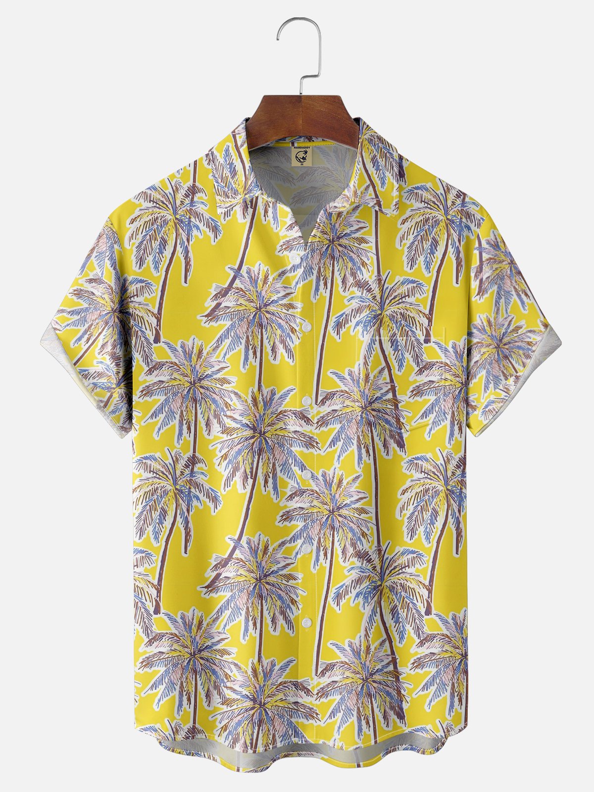 Moisture-wicking Palm Tree Chest Pocket Hawaiian Shirt