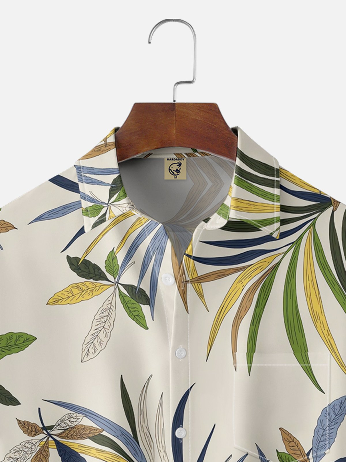 Moisture-wicking Leaf Chest Pocket Hawaiian Shirt