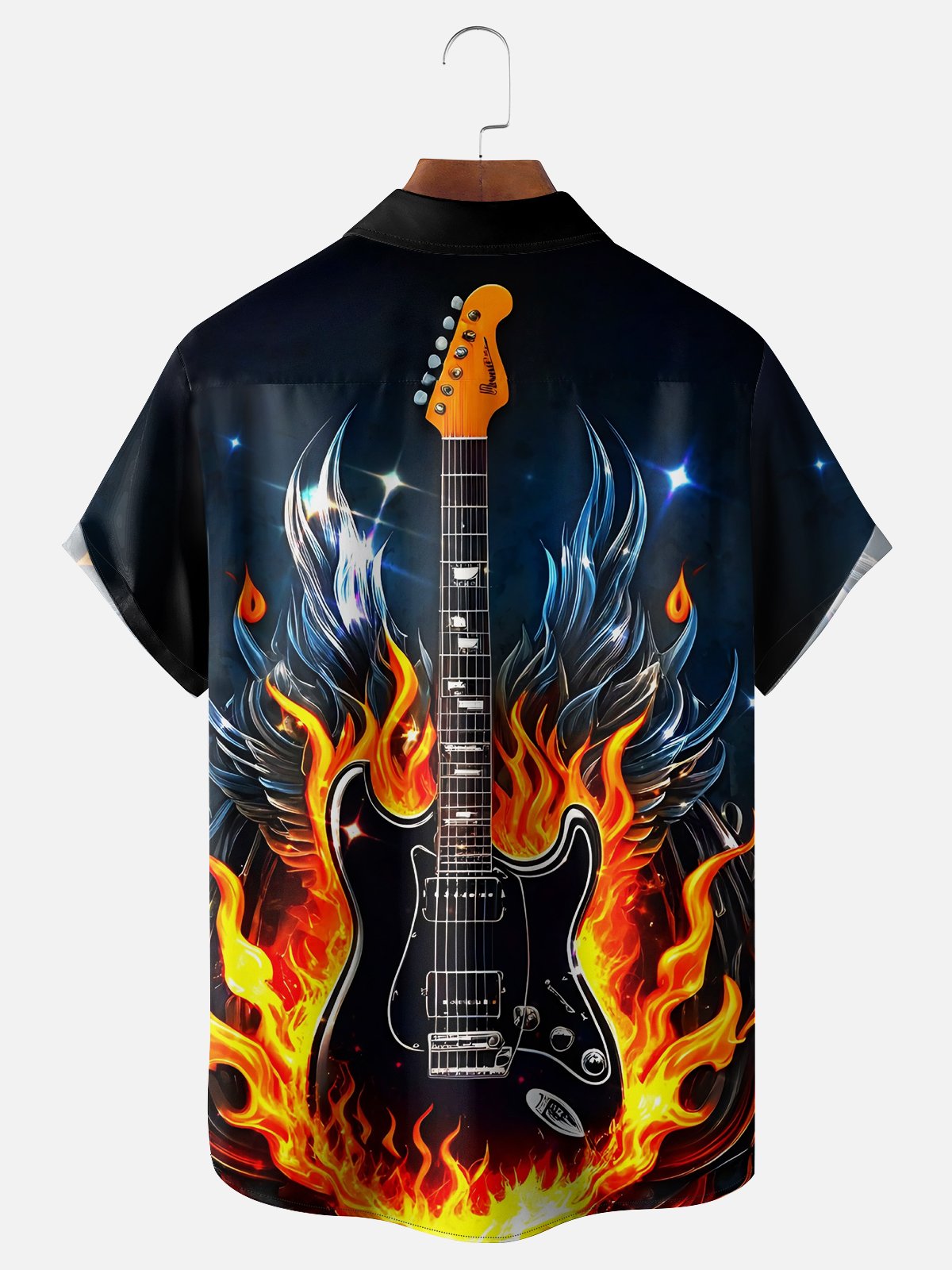 Moisture-wicking Music Guitar Rock Roll Chest Pocket Casual Shirt