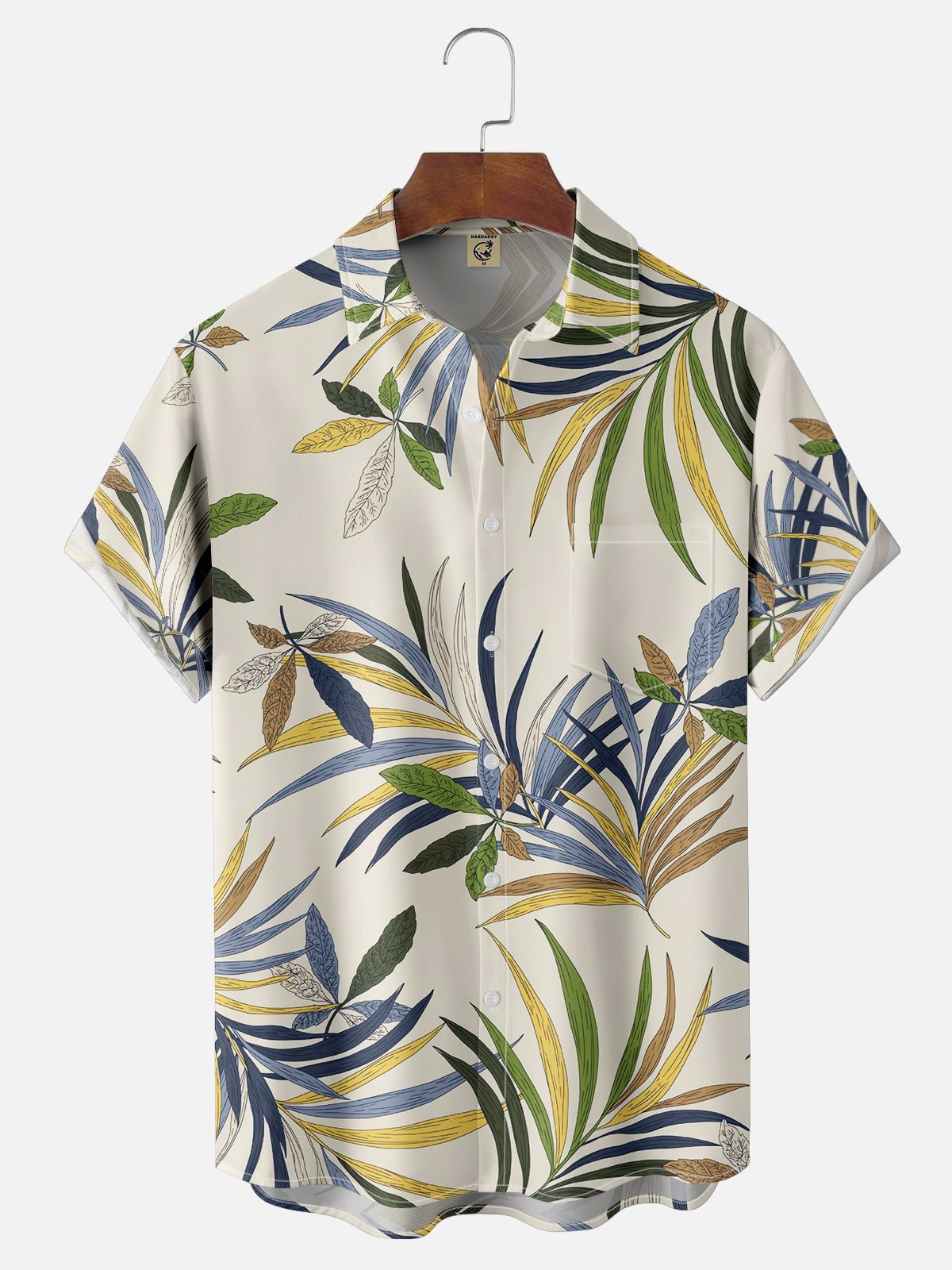 Moisture-wicking Leaf Chest Pocket Hawaiian Shirt