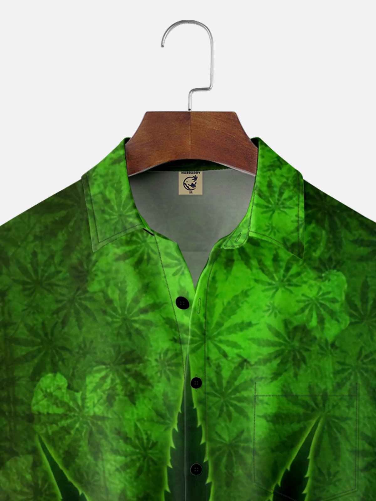 Moisture-wicking Weed Leaf Chest Pocket Hawaiian Shirt