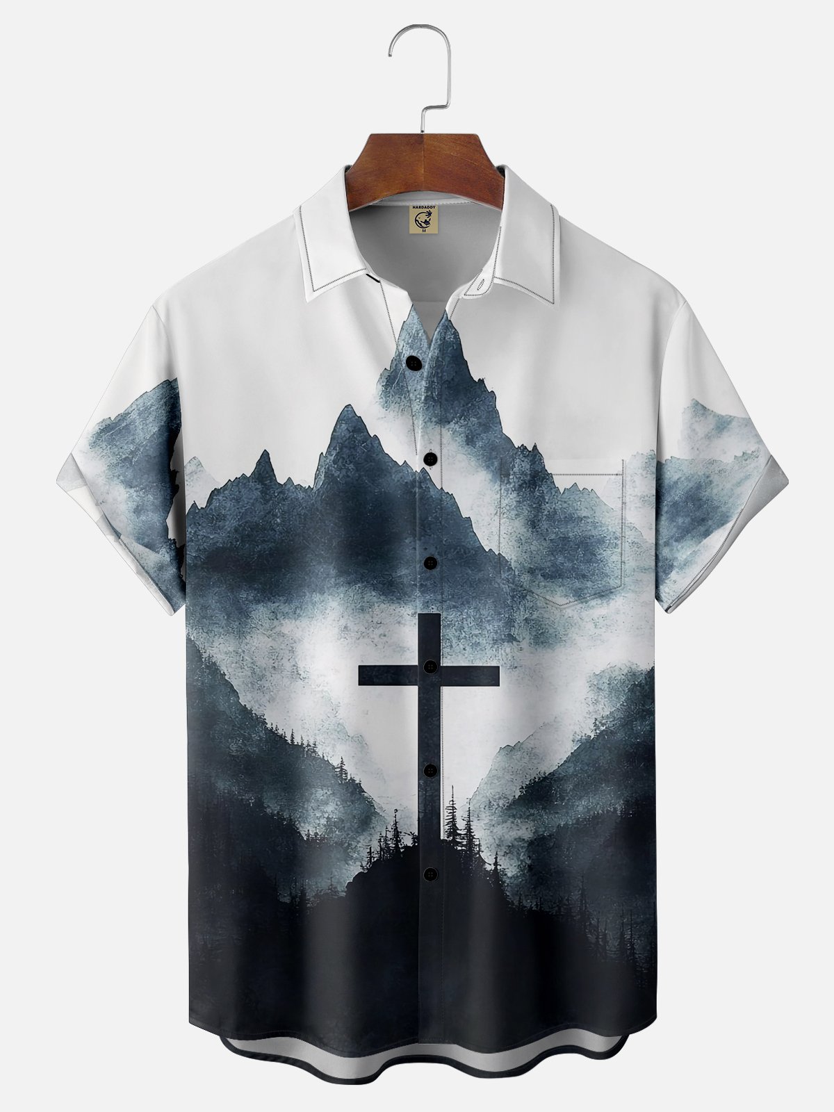 Moisture-wicking Easter Good Friday Cross Chest Pocket Casual Shirt