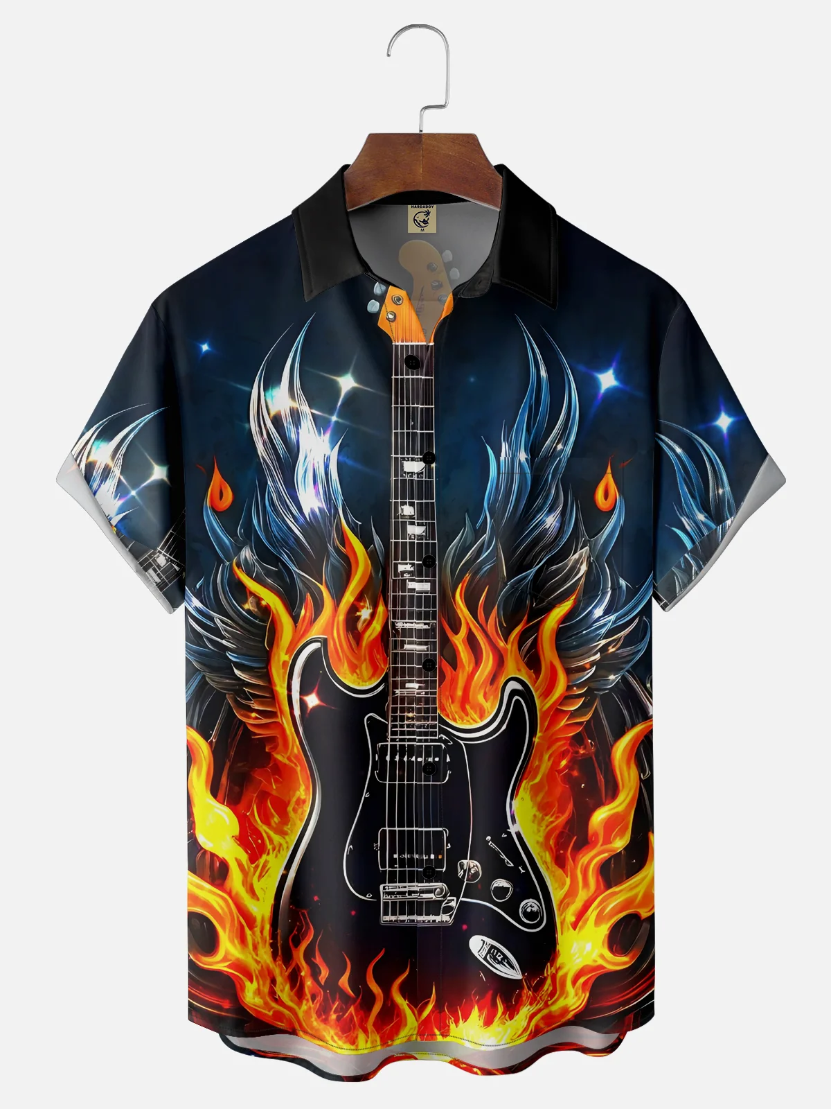 Moisture-wicking Music Guitar Rock Roll Chest Pocket Casual Shirt