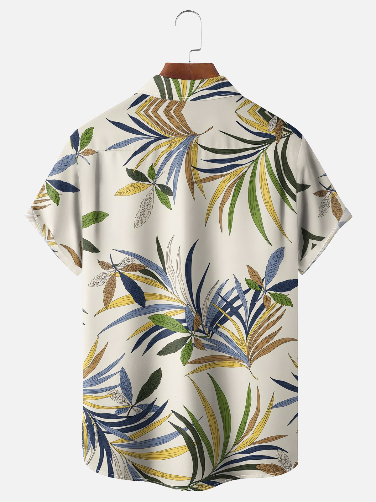 Moisture-wicking Leaf Chest Pocket Hawaiian Shirt