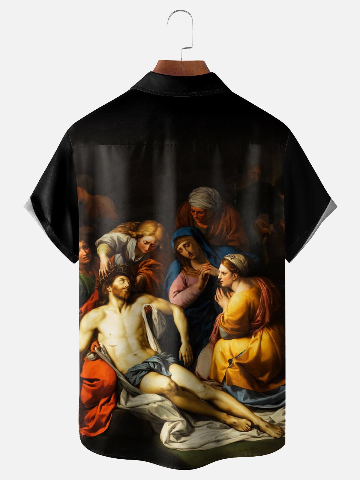 Moisture-wicking Easter Jesus The Lamentation Painting Good Friday Chest Pocket Casual Shirt