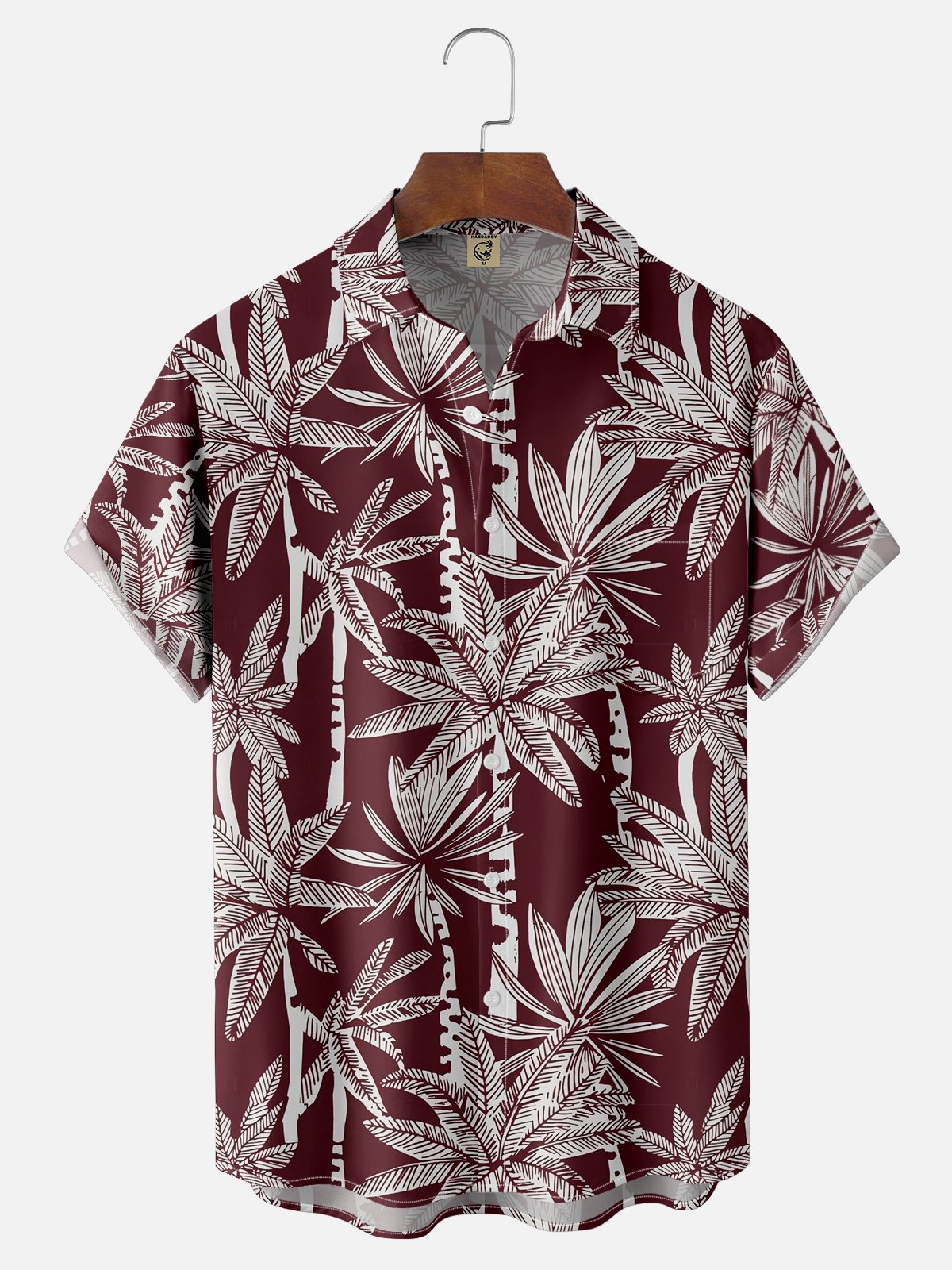 Moisture-wicking Palm Tree Chest Pocket Hawaiian Shirt