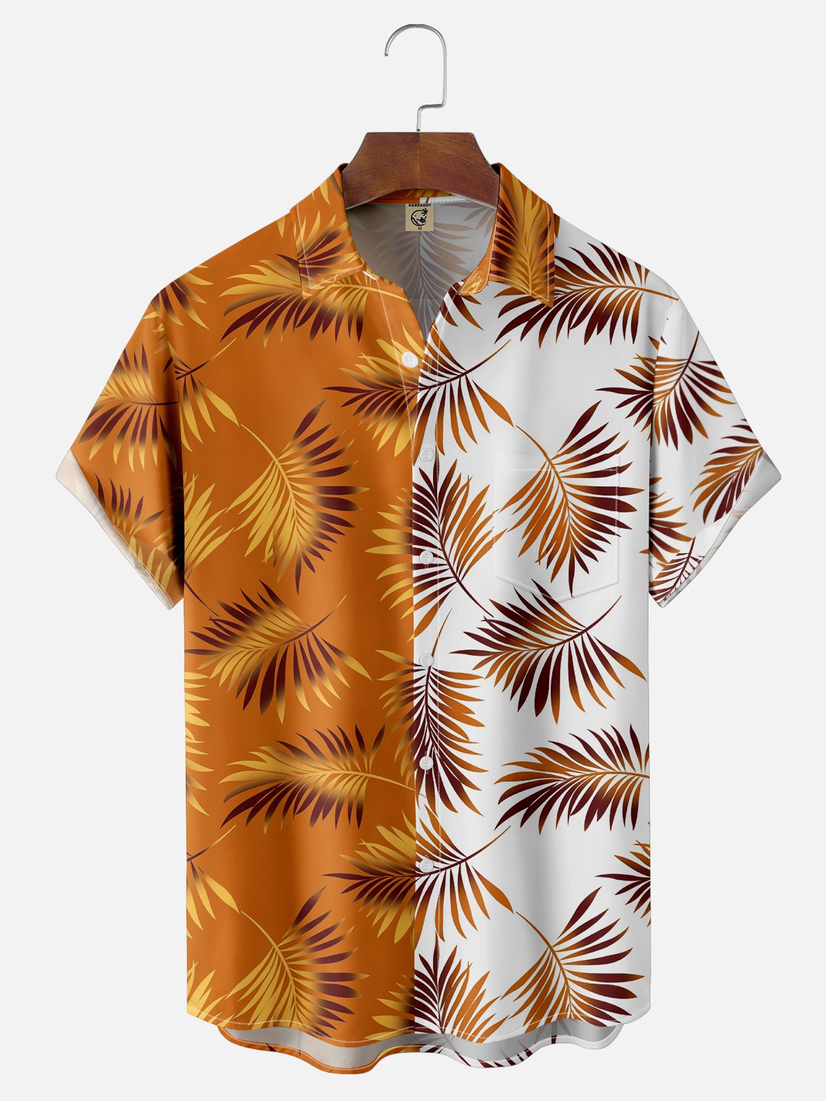 Moisture-wicking Leaf Chest Pocket Hawaiian Shirt