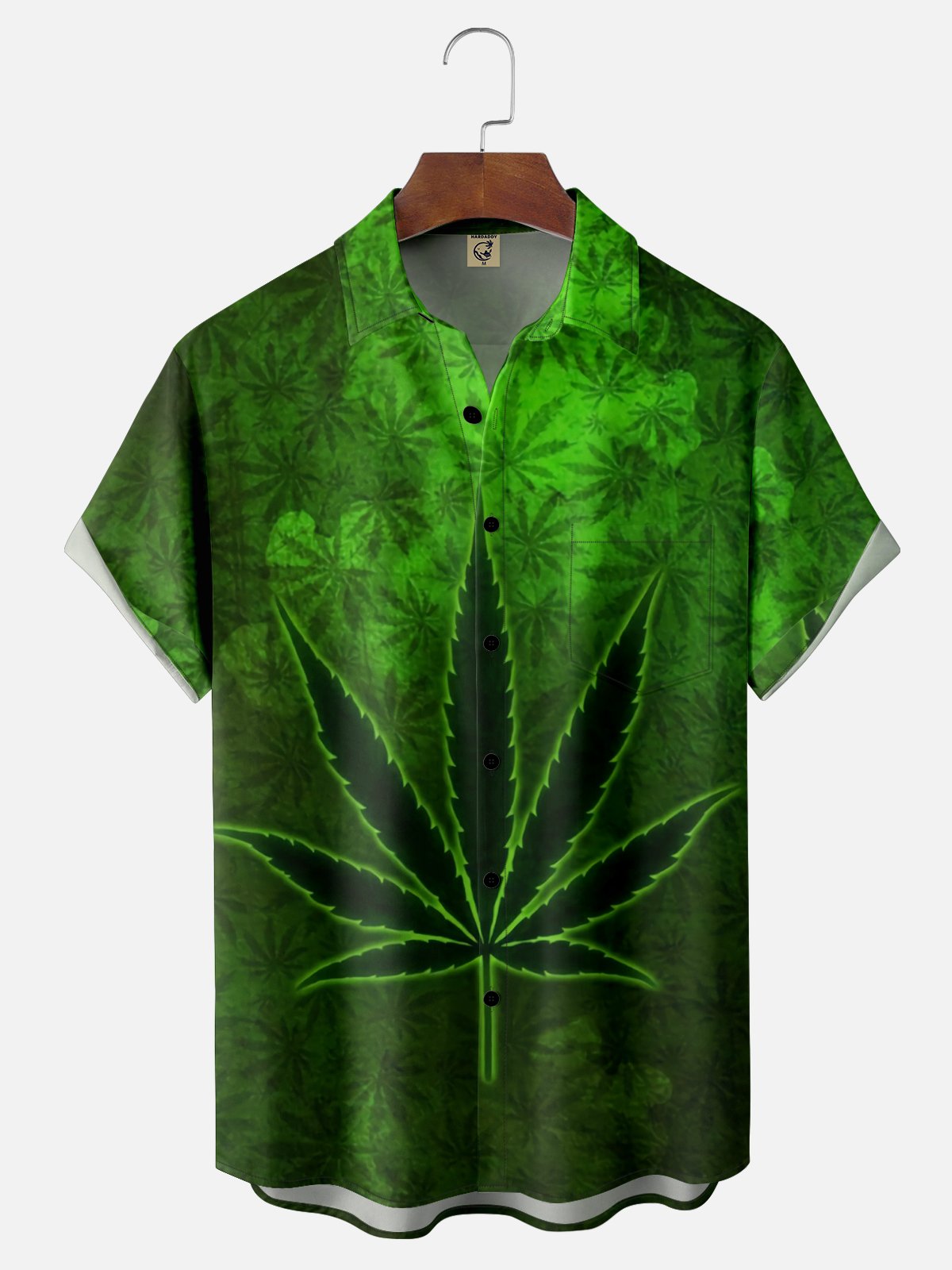 Moisture-wicking Weed Leaf Chest Pocket Hawaiian Shirt