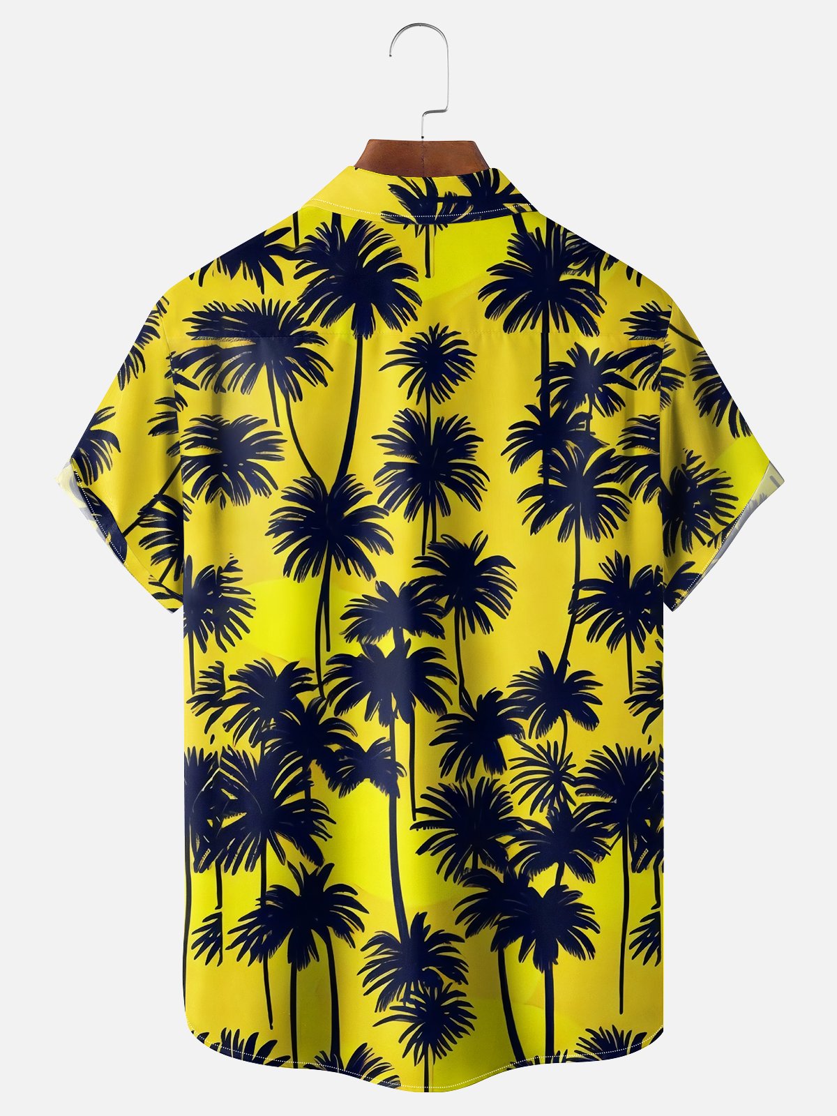 Moisture Wicking Hawaiian Tropic Coconut Tree Guitar Chest Pocket Casual Shirt