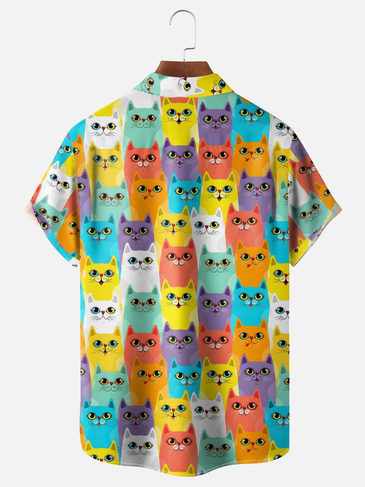 Moisture Wicking Fun Cat Chest Pocket Casual Shirt