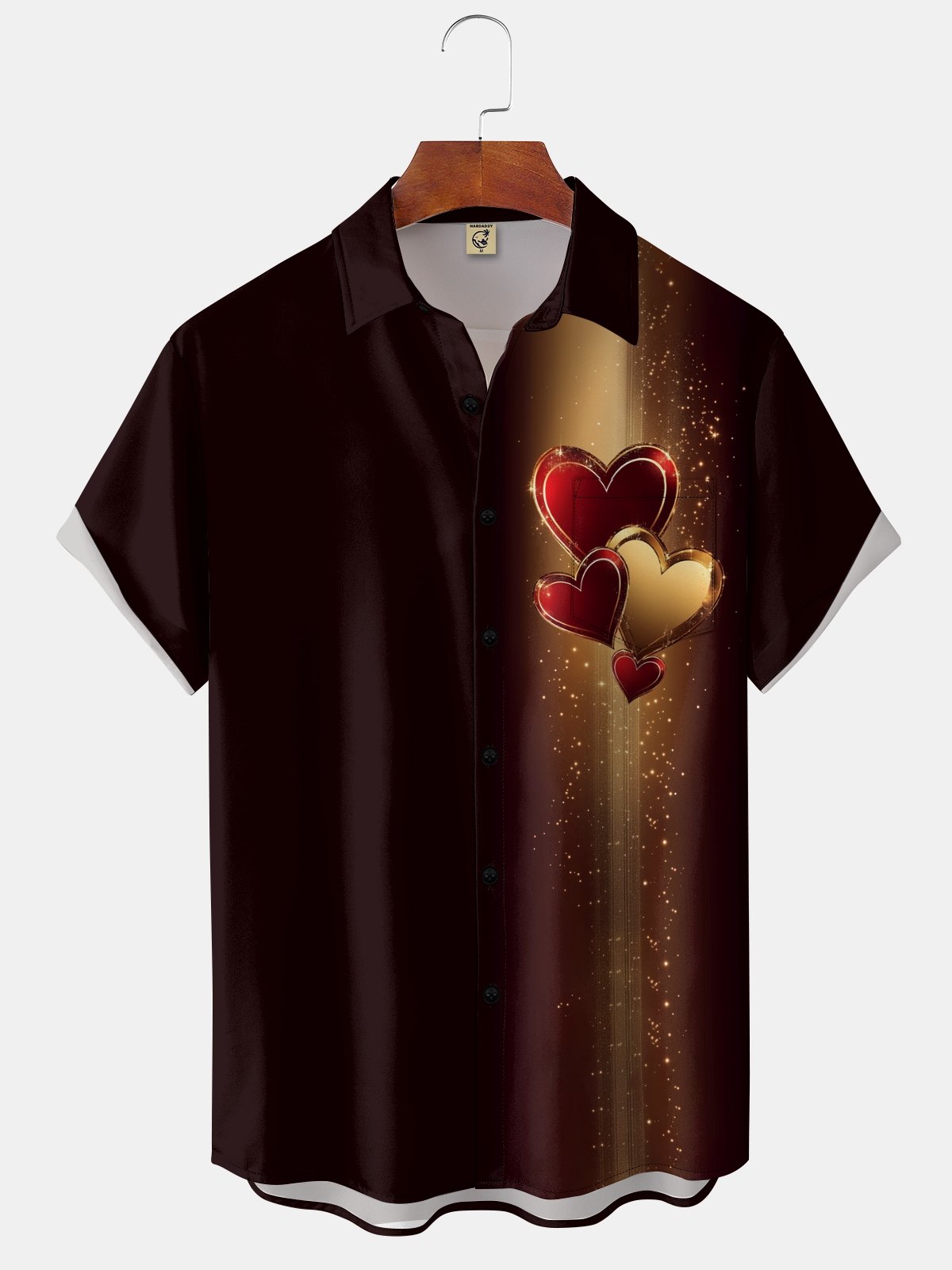 Moisture-wicking Valentine's Day Dream Heart Chest Pocket Bowling Shirt