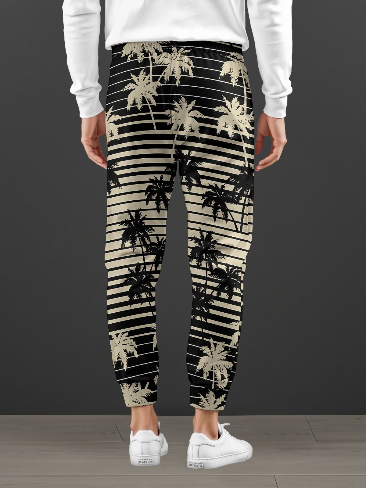 Moisture Wicking Striped Coconut Tree Lounge Pants