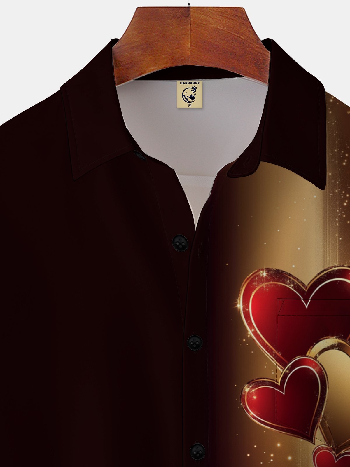 Moisture-wicking Valentine's Day Dream Heart Chest Pocket Bowling Shirt