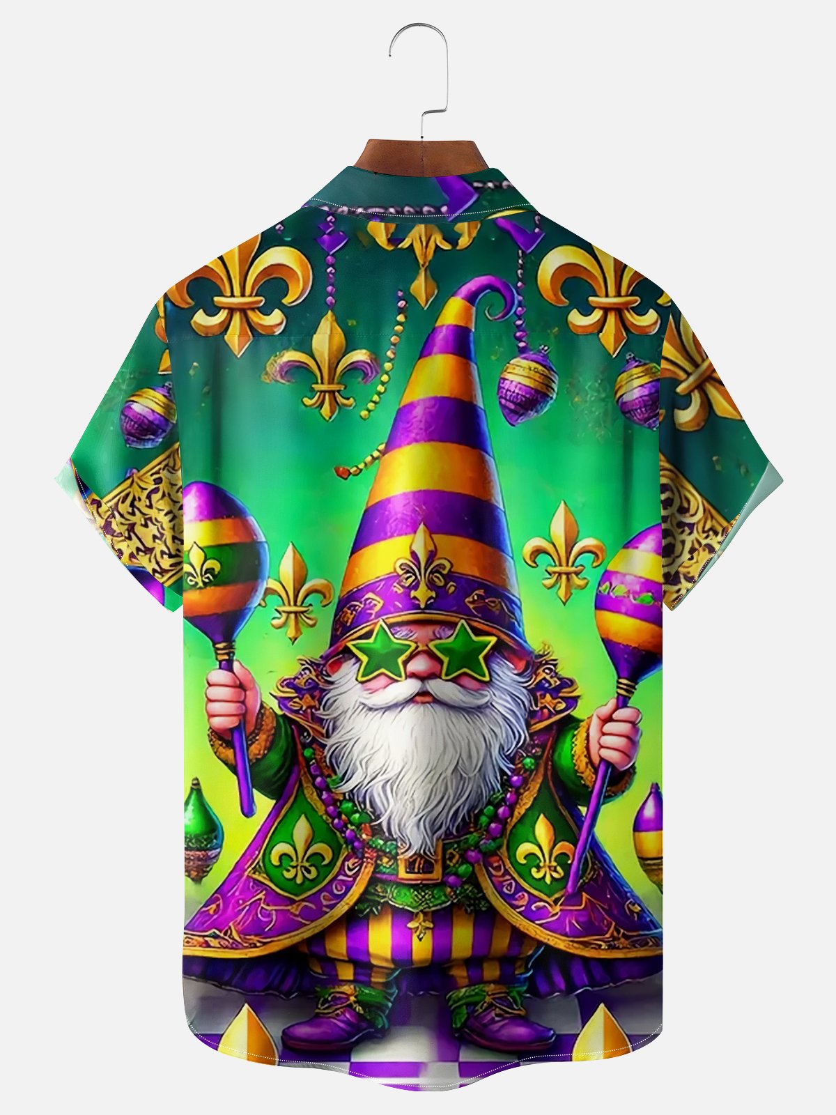 Moisture Wicking Mardi Gras Midget Chest Pocket Casual Shirt