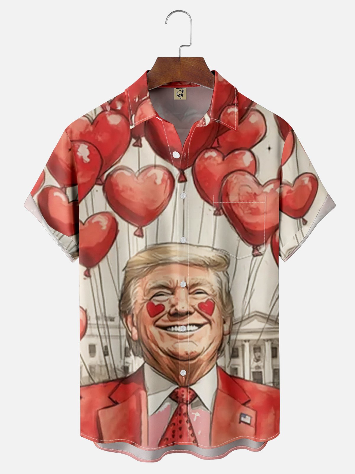 Moisture Wicking Valentine's Day Trump Chest Pocket Casual Shirt