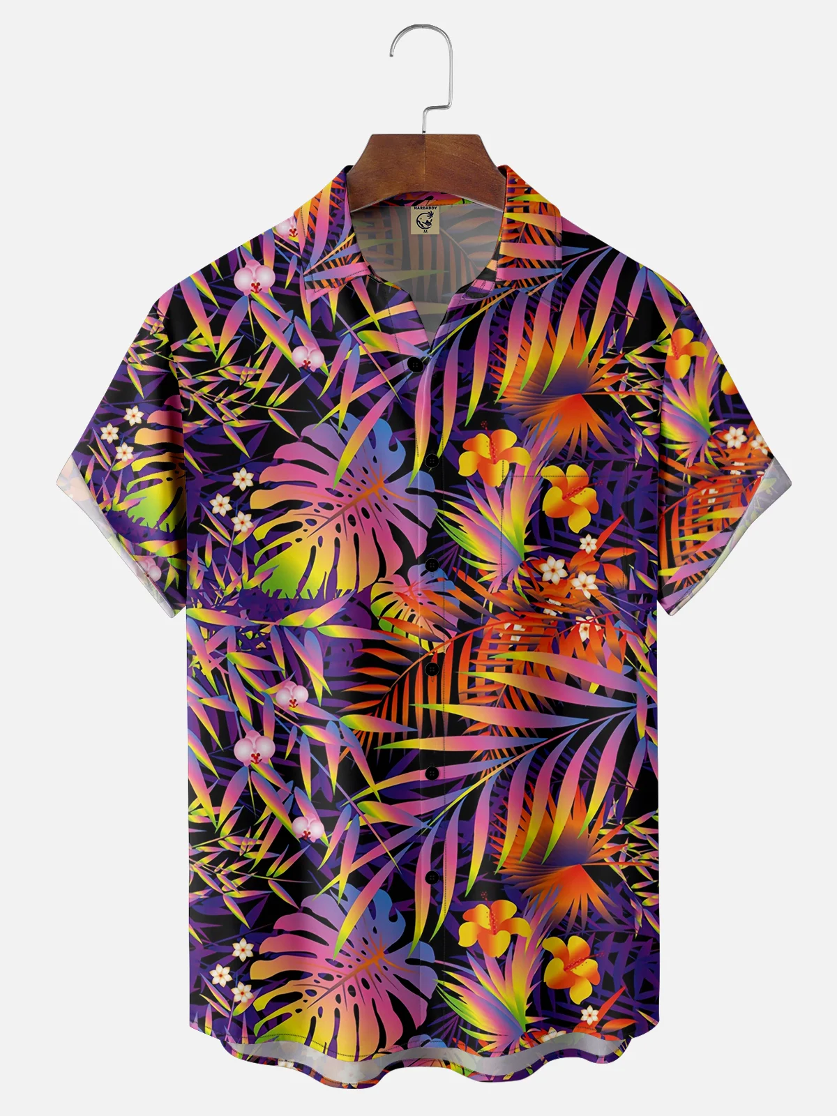 Moisture Wicking Hawaiian Tropical Floral Chest Pocket Casual Shirt