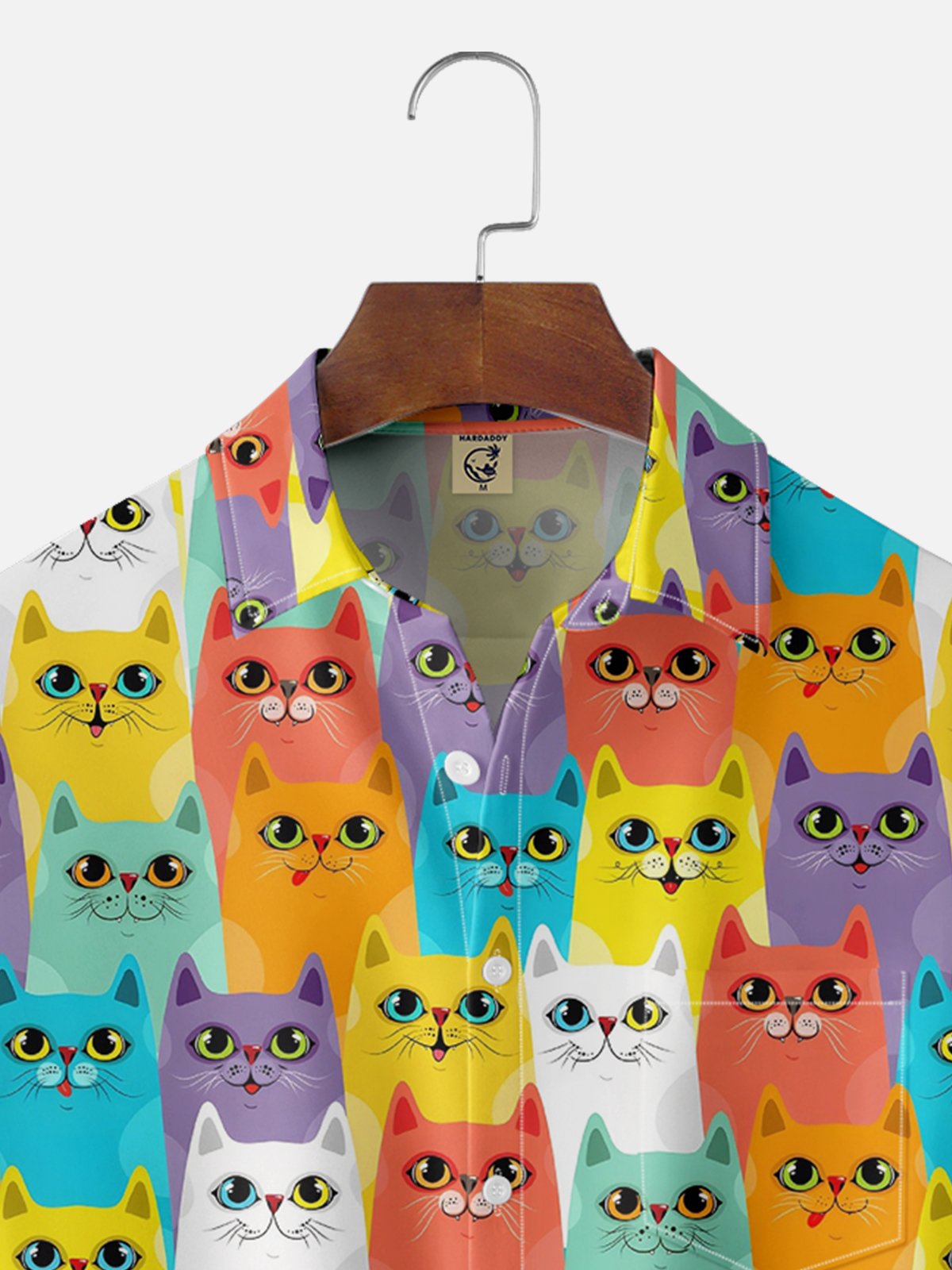 Moisture Wicking Fun Cat Chest Pocket Casual Shirt