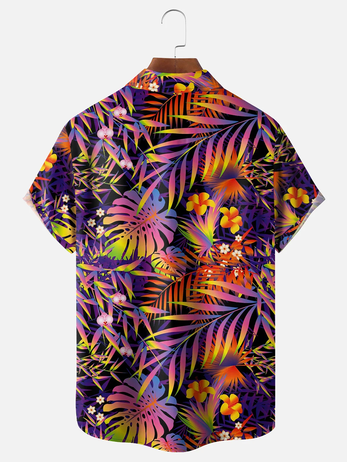 Moisture Wicking Hawaiian Tropical Floral Chest Pocket Casual Shirt