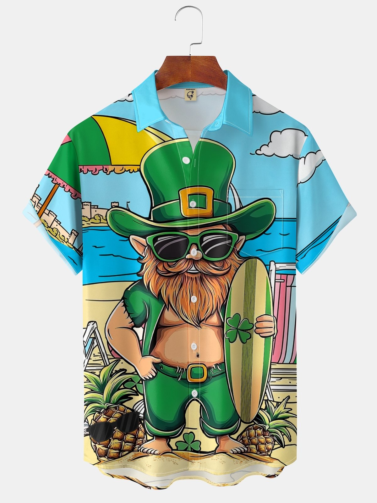 Moisture Wicking St. Patrick's Day Gnome Chest Pocket Casual Shirt