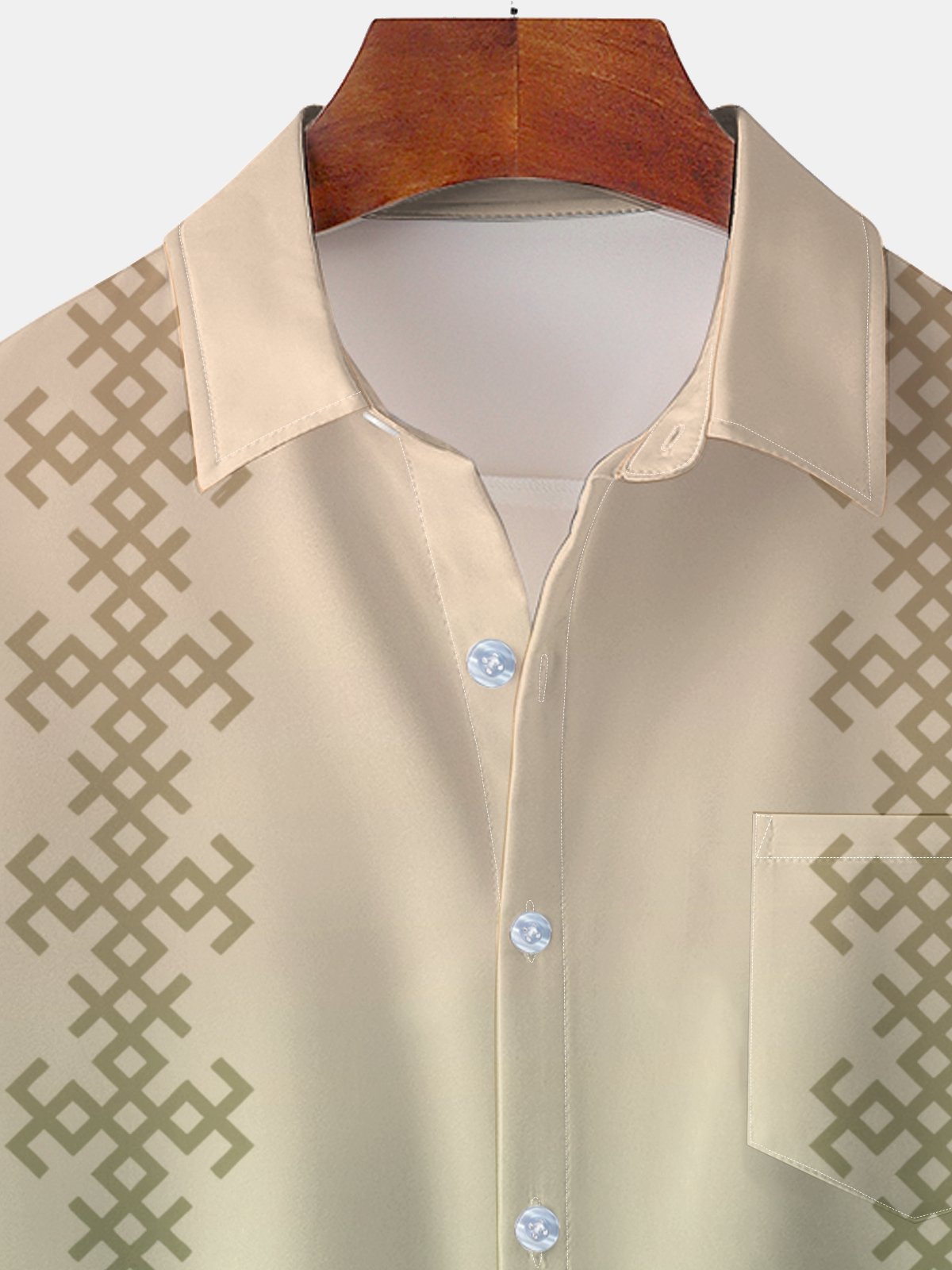 Moisture wicking Gradient Geometric Check Chest pocket Casual Shirt