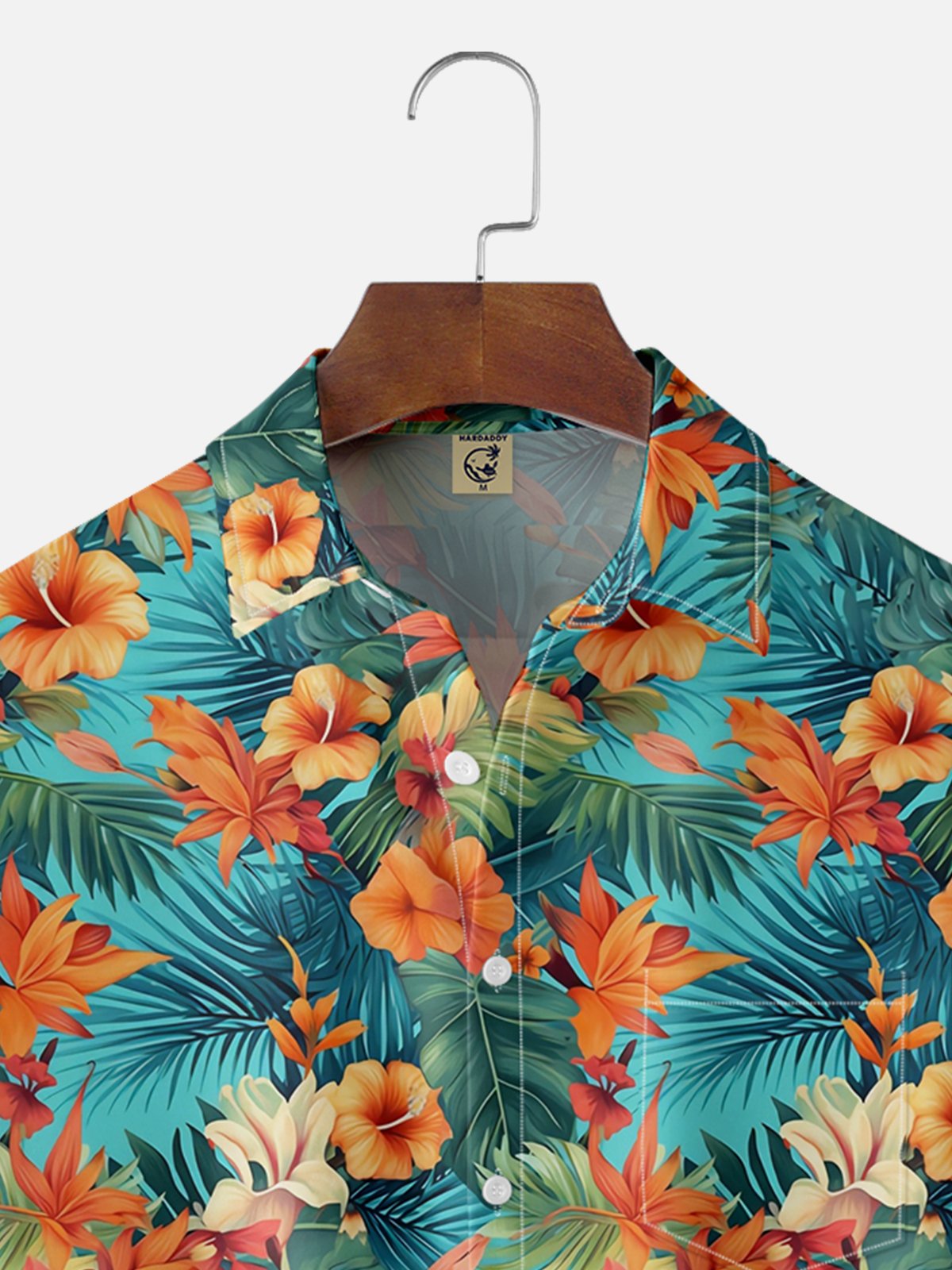 Moisture Wicking Hawaiian Tropical Floral Chest Pocket Casual Shirt