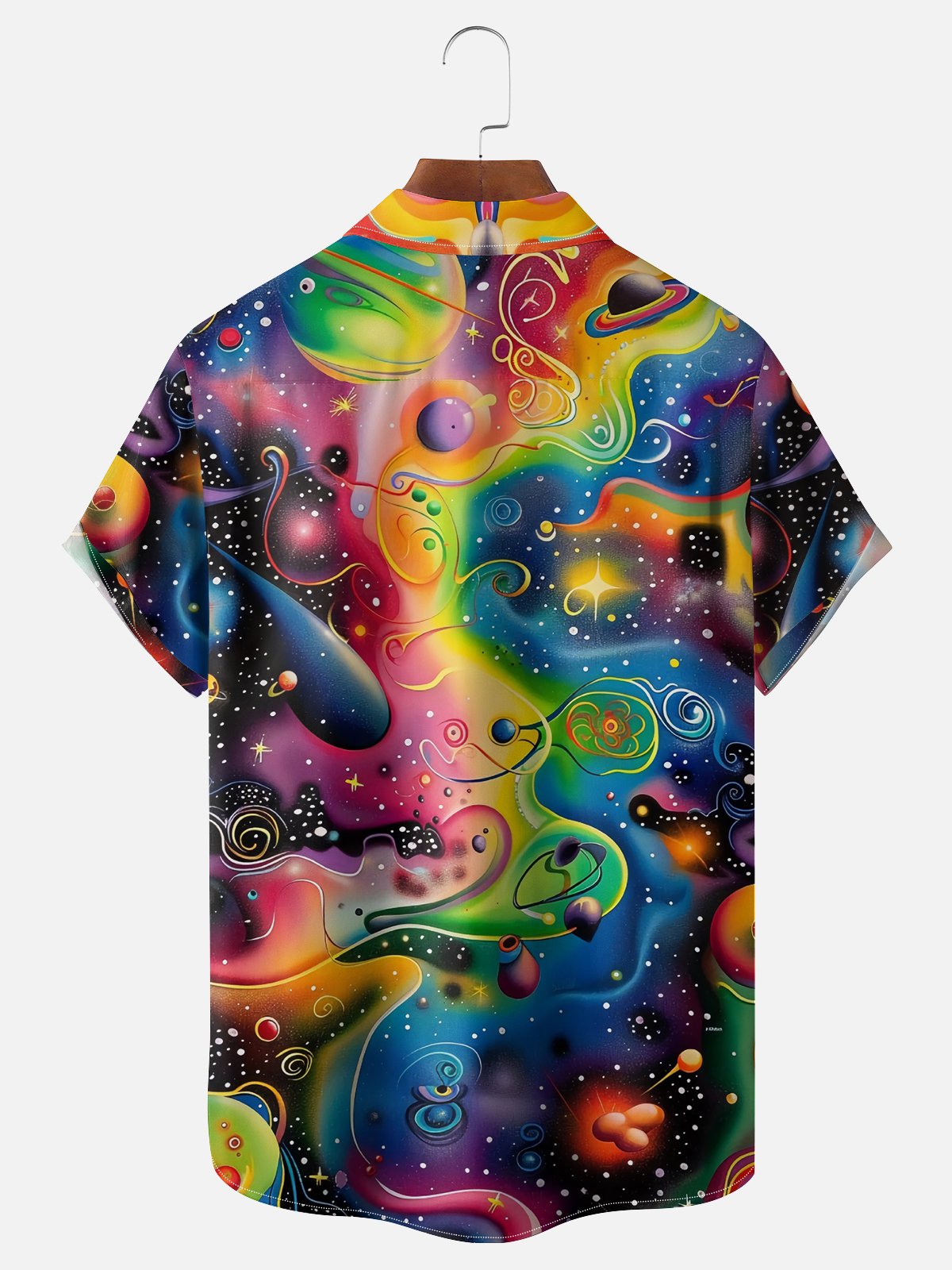 Moisture Wicking Gradient Abstract Print Chest Pocket Casual Shirts