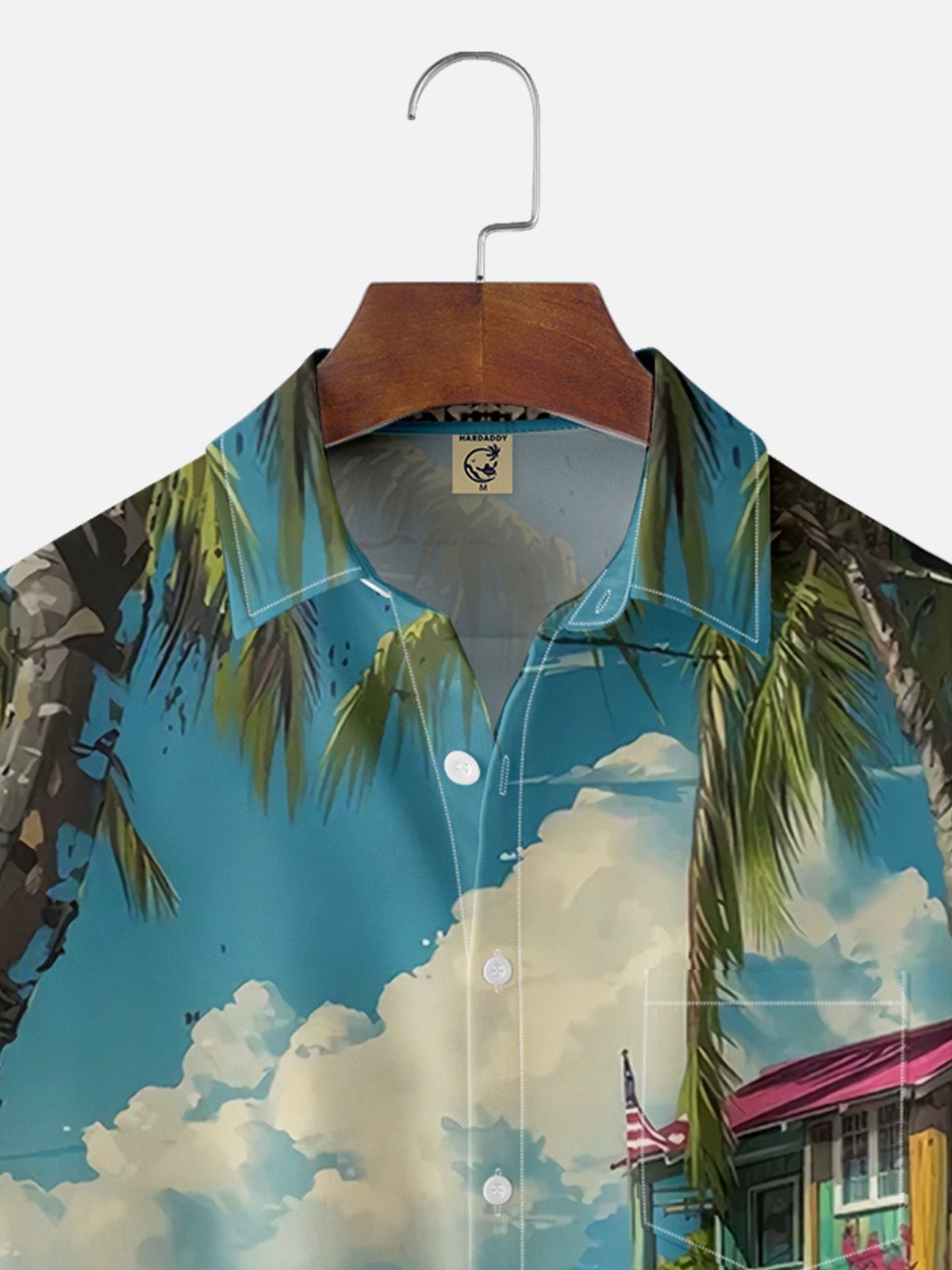 Moisture Wicking Hawaiian Vintage Car Chest Pocket Casual Shirt