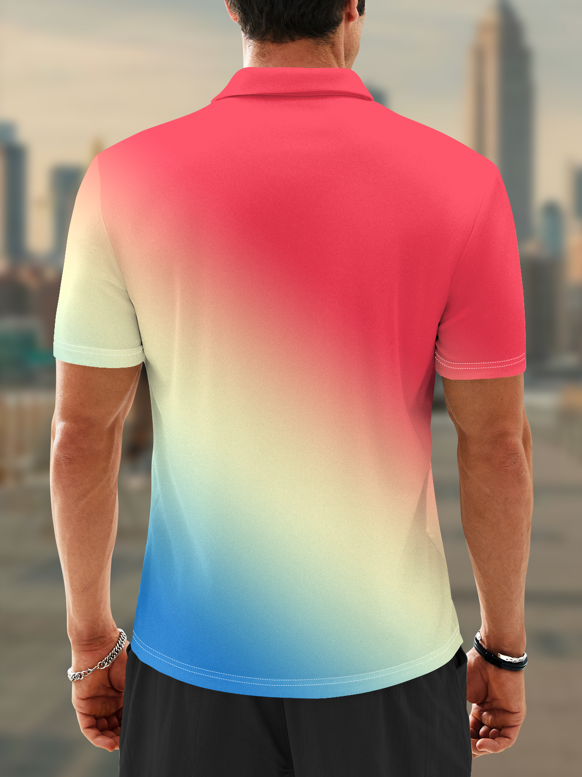 Moisture Wicking Hawaiian Gradient Flamingo Golf Polo