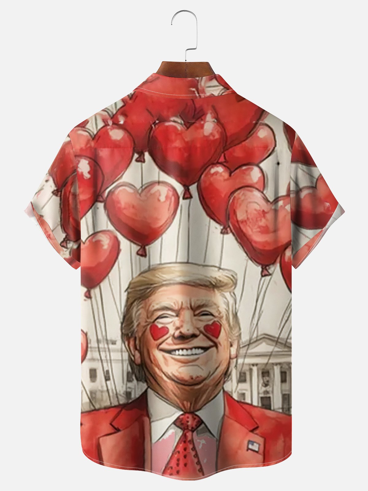 Moisture Wicking Valentine's Day Trump Chest Pocket Casual Shirt