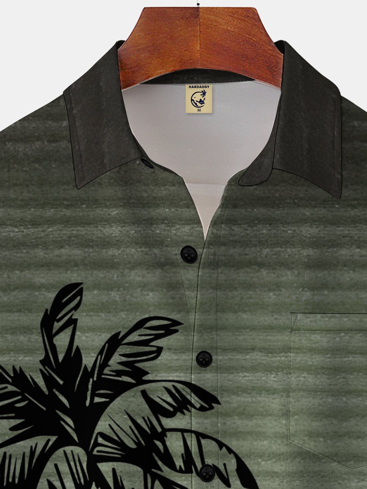 Moisture-wicking Striped Island Coconut Tree Chest Pocket Hawaiian Shirt