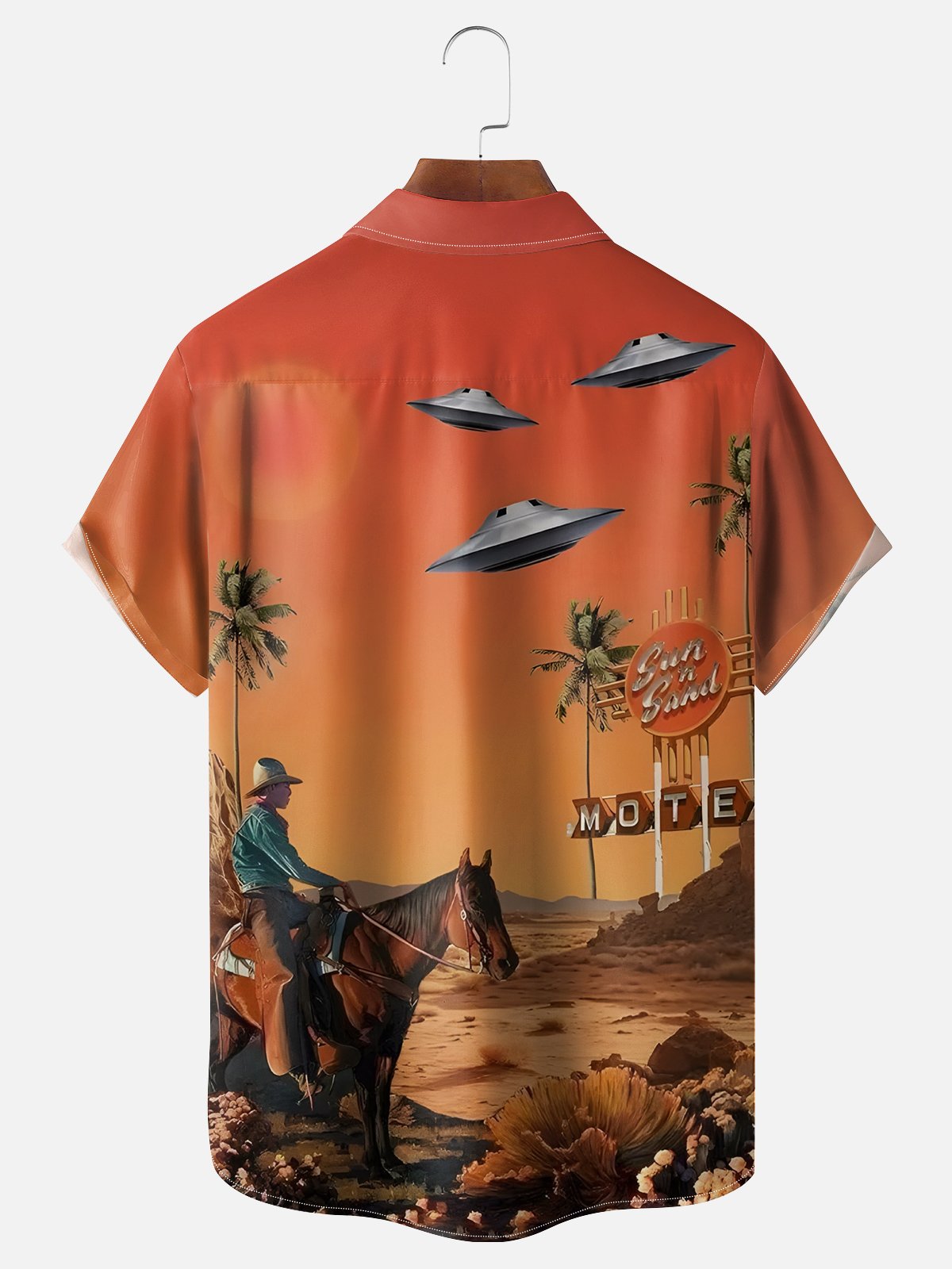 Moisture Wicking Western Cowboy UFO Chest Pocket Casual Shirt