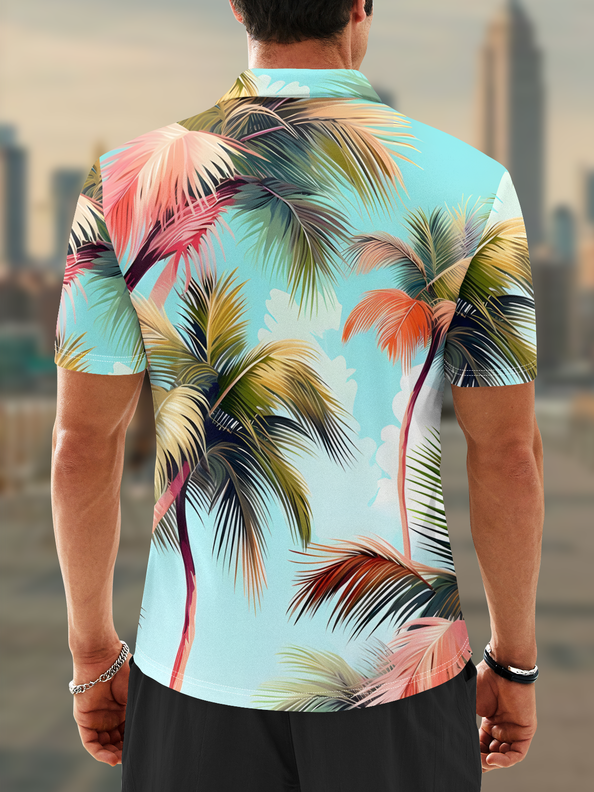 Moisture Wicking Hawaiian Coconut Trees Golf Polo