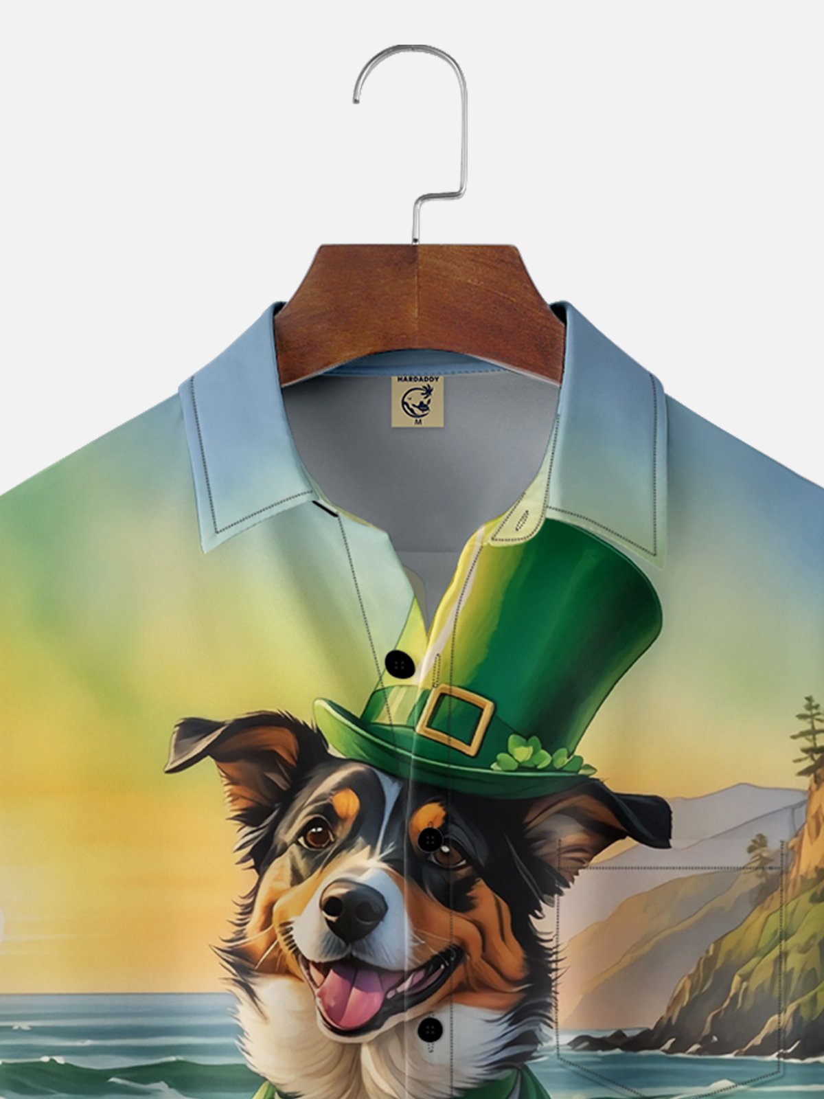 Moisture-wicking St. Patrick's Day Dog Beach Chest Pocket Casual Shirt