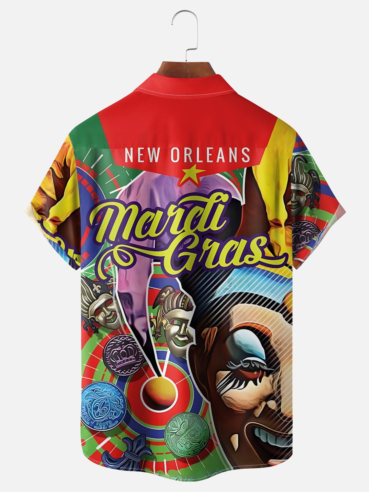 Moisture-wicking Mardi Gras Mask Chest Pocket Casual Shirt