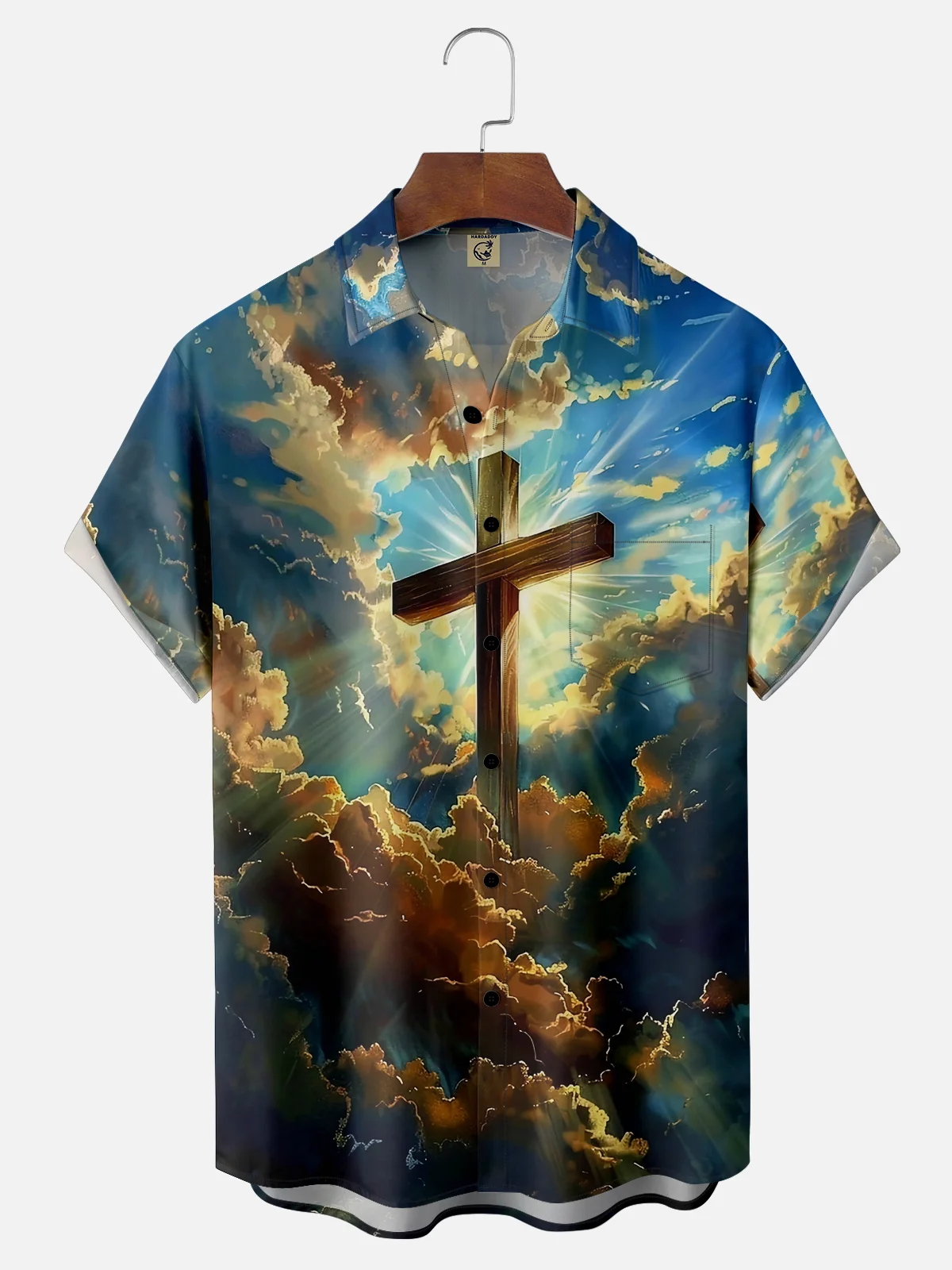 Moisture-wicking Religious Cross Chest Pocket Casual Shirt