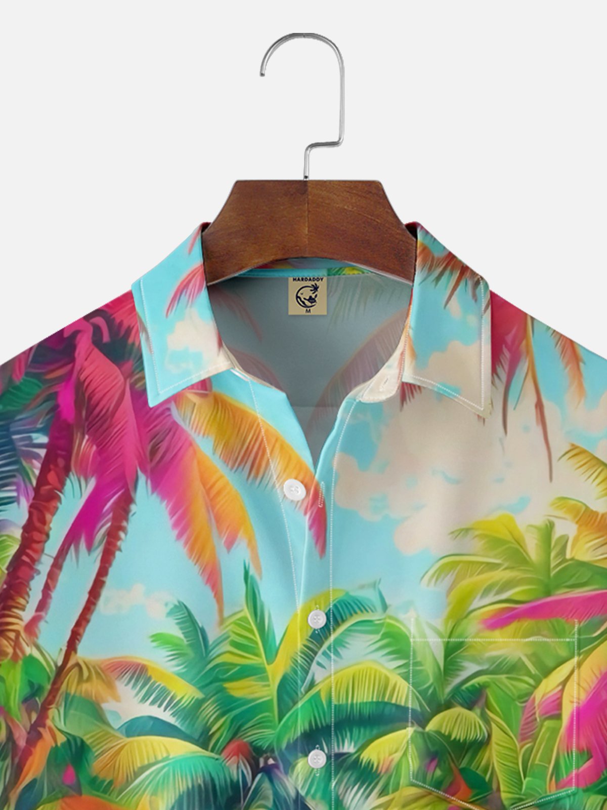 Moisture-wicking Beach Coconut Trees Chest Pocket Hawaiian Shirt