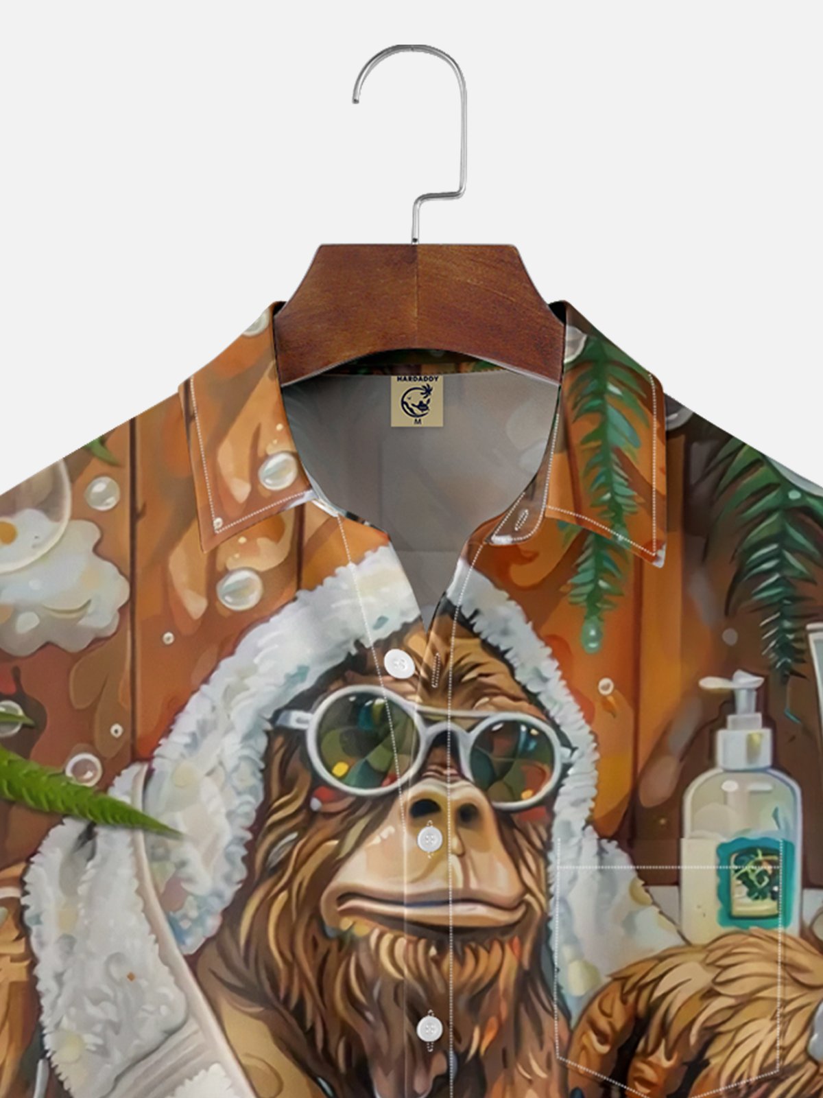 Moisture Wicking Hawaiian Bigfoot Chest Pocket Casual Shirt