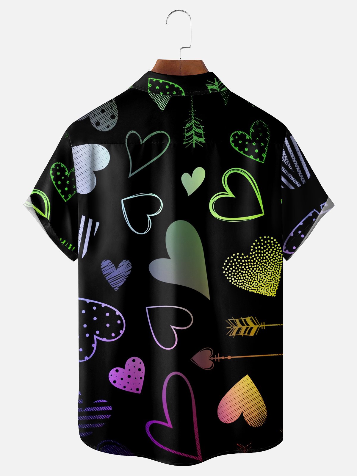 Moisture-wicking Valentine's Day Heart Chest Pocket Casual Shirt