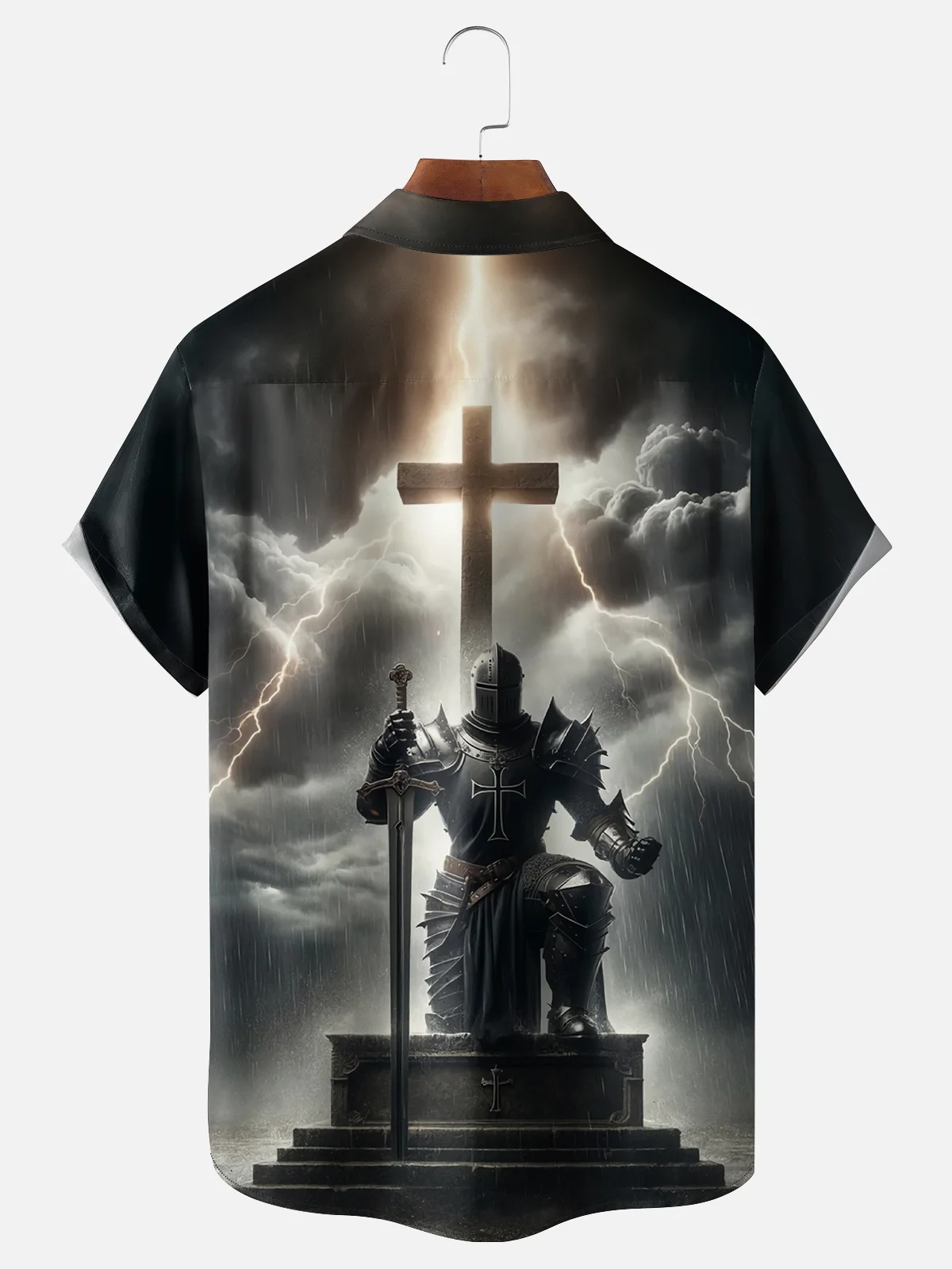 Moisture-wicking Religious Christian Holy Crusade Chest Pocket Casual Shirt