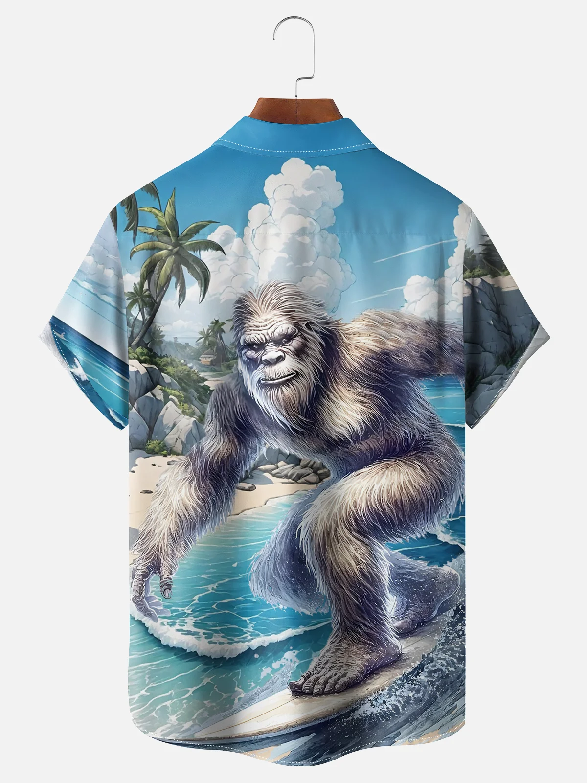 Moisture-wicking Bigfoot Surf Artist Chest Pocket Hawaiian Shirt