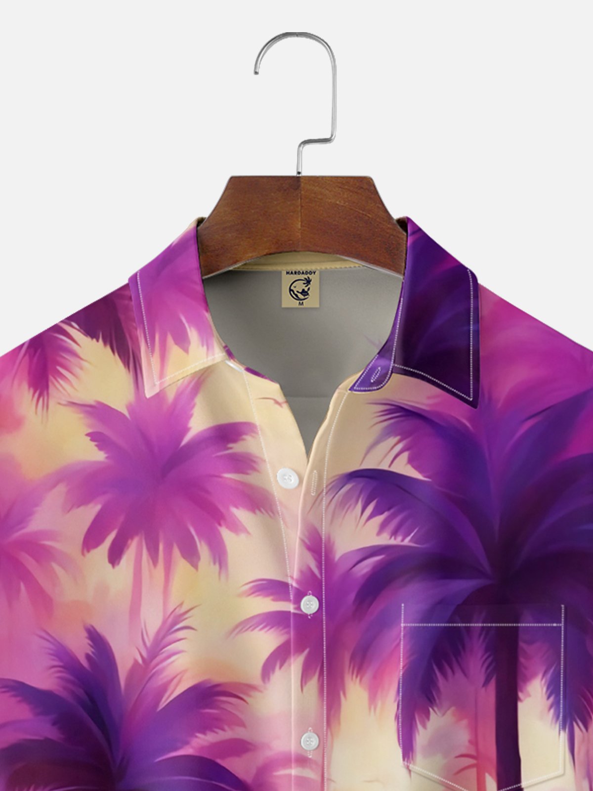 Moisture-wicking Palm Tree Chest Pocket Hawaiian Shirt