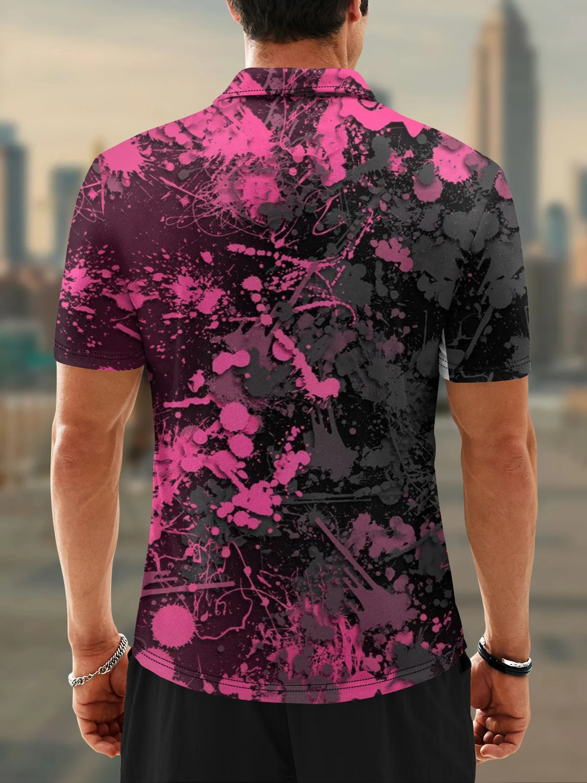 Moisture Wicking Golf Polo 3D Gradient Color Abstract Geometric