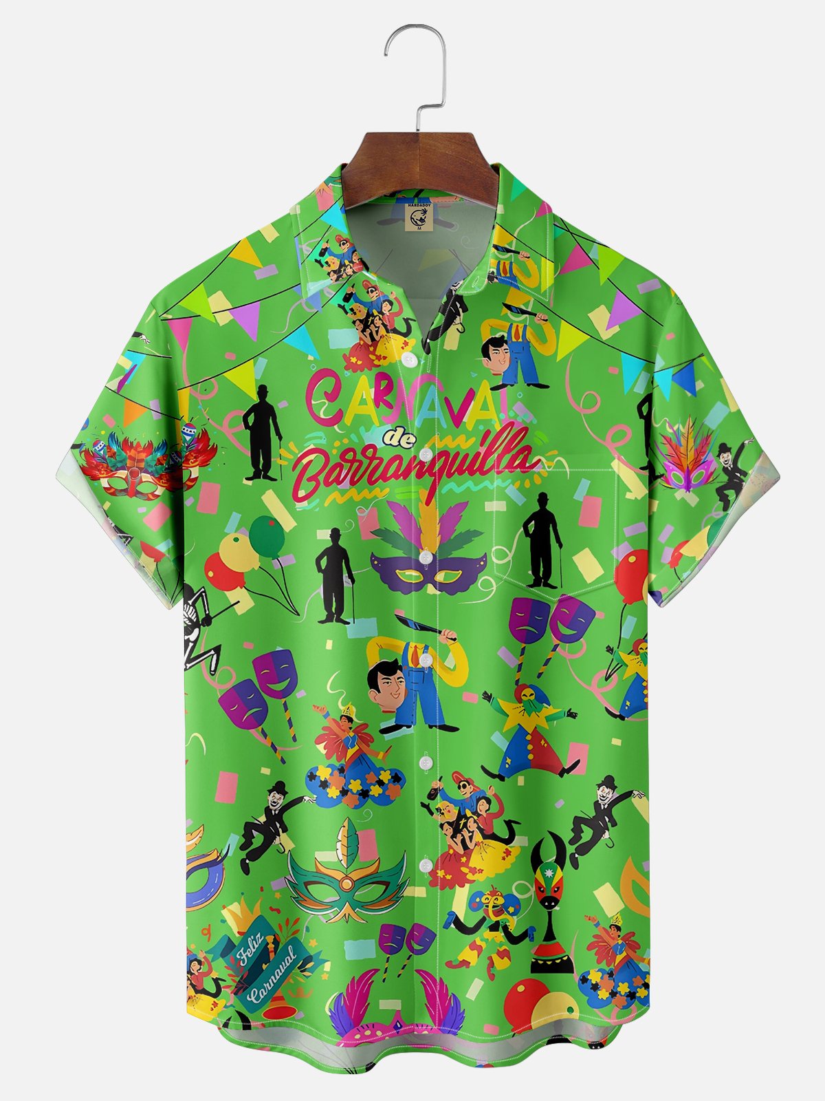 Moisture-wicking Mardi Gras Mask Art Chest Pocket Casual Shirt