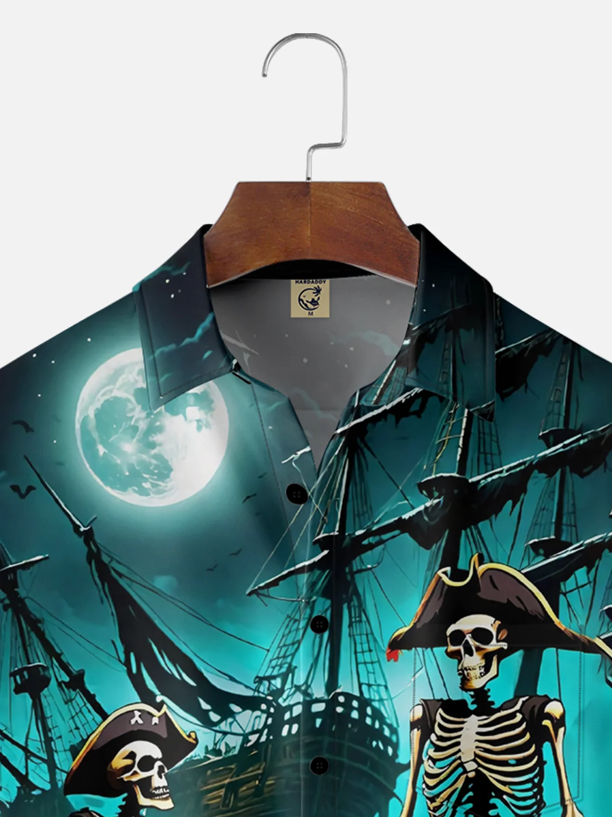 Moisture-wicking Pirate Sailing Boat Chest Pocket Hawaiian Shirt