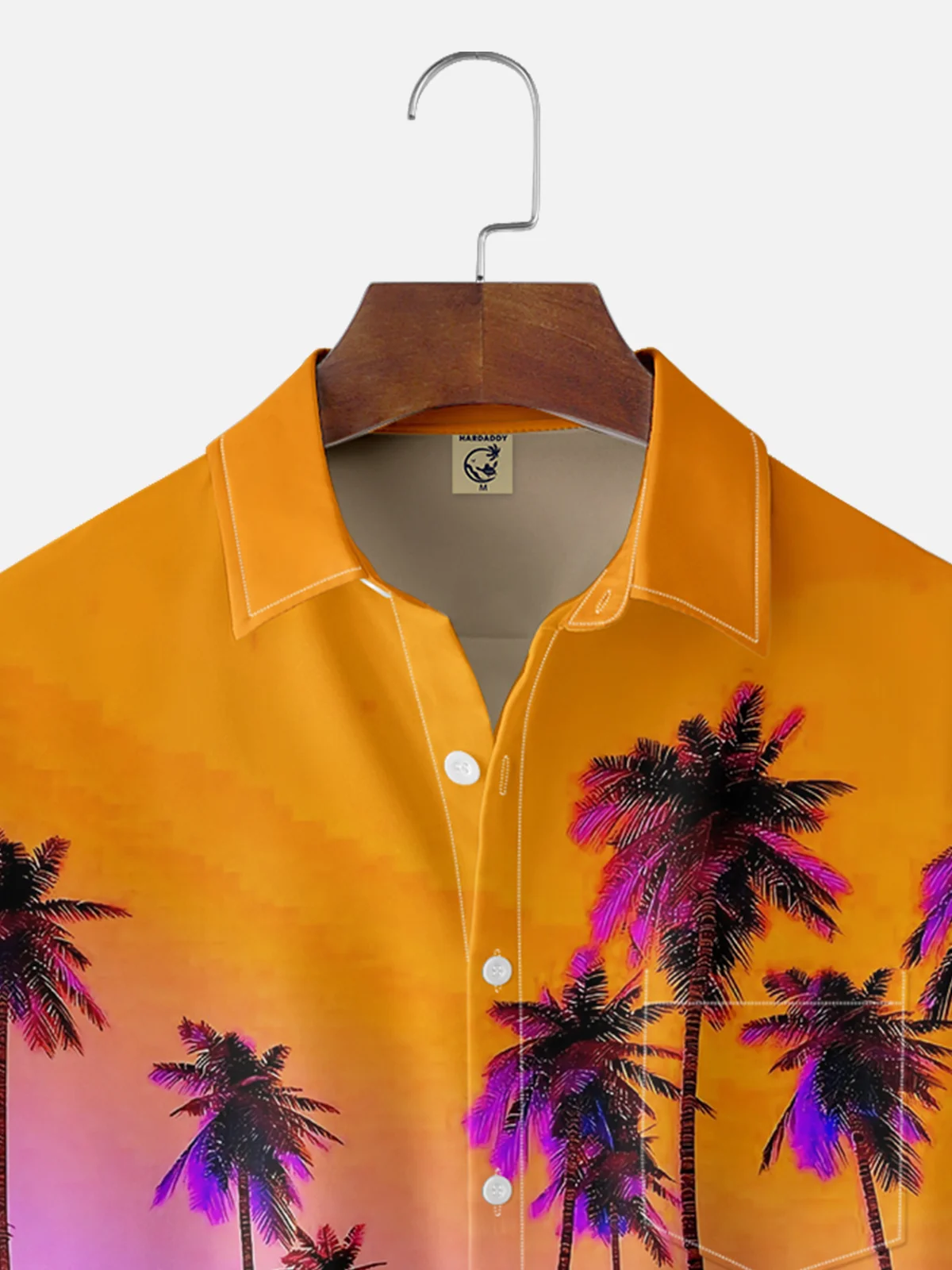 Moisture-wicking Palm Tree Chest Pocket Hawaiian Shirt